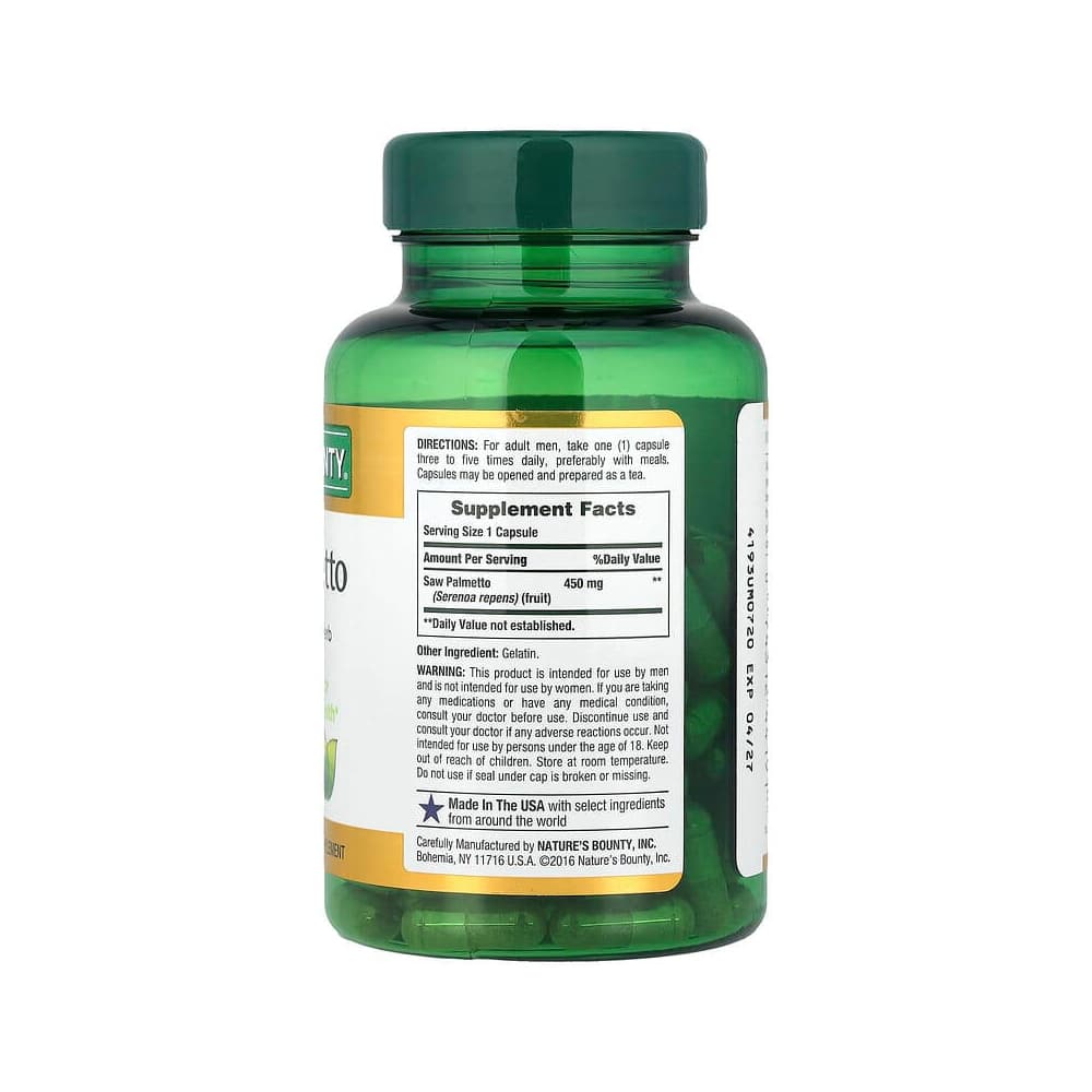 Nature's Bounty Saw Palmetto, 450 mg - Bottle of 100 - Image 2