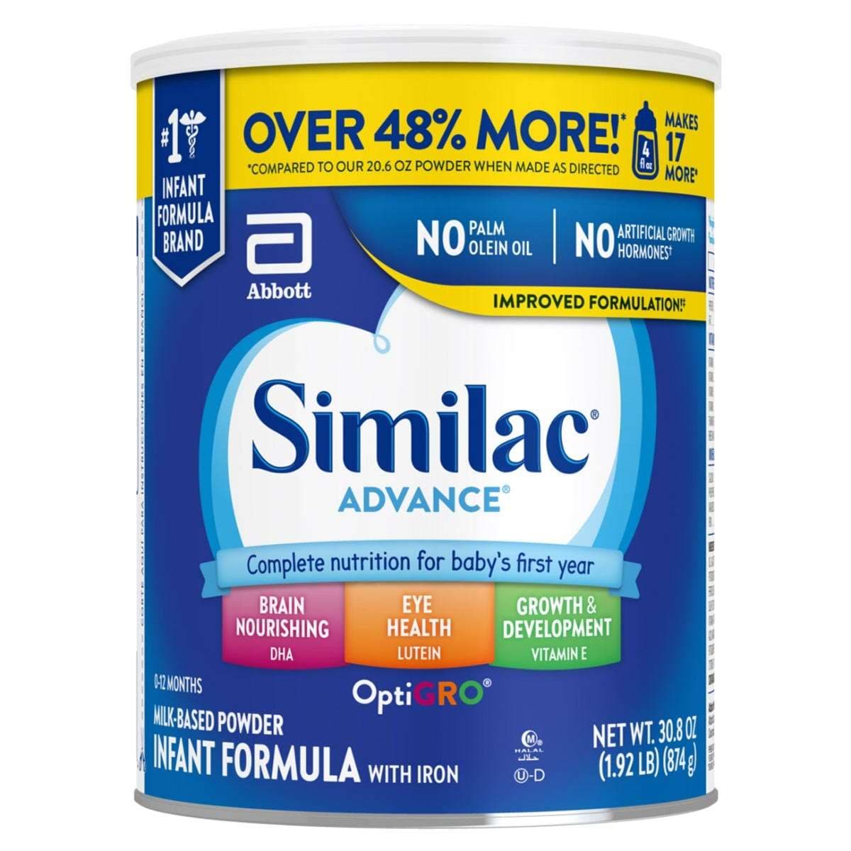 Similac Advance 20 Infant Formula, Powder, 30.8 oz - Case of 6 - Image 1
