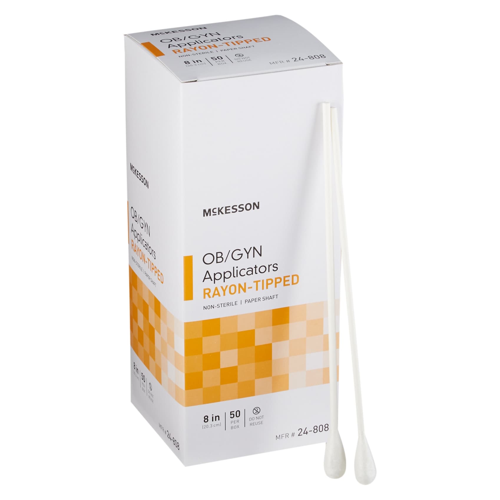 McKesson Rayon-Tipped Obstetrics and Gynecology Applicator, 8 Inch - Case of 500 - Image 1