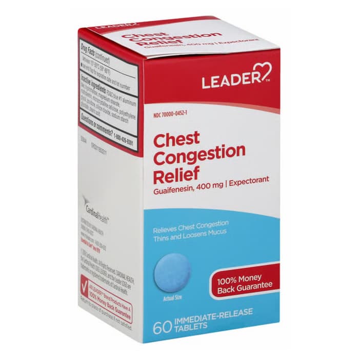 Leader Chest Congestion Relief, Immediate Release Tablets - 60 Count