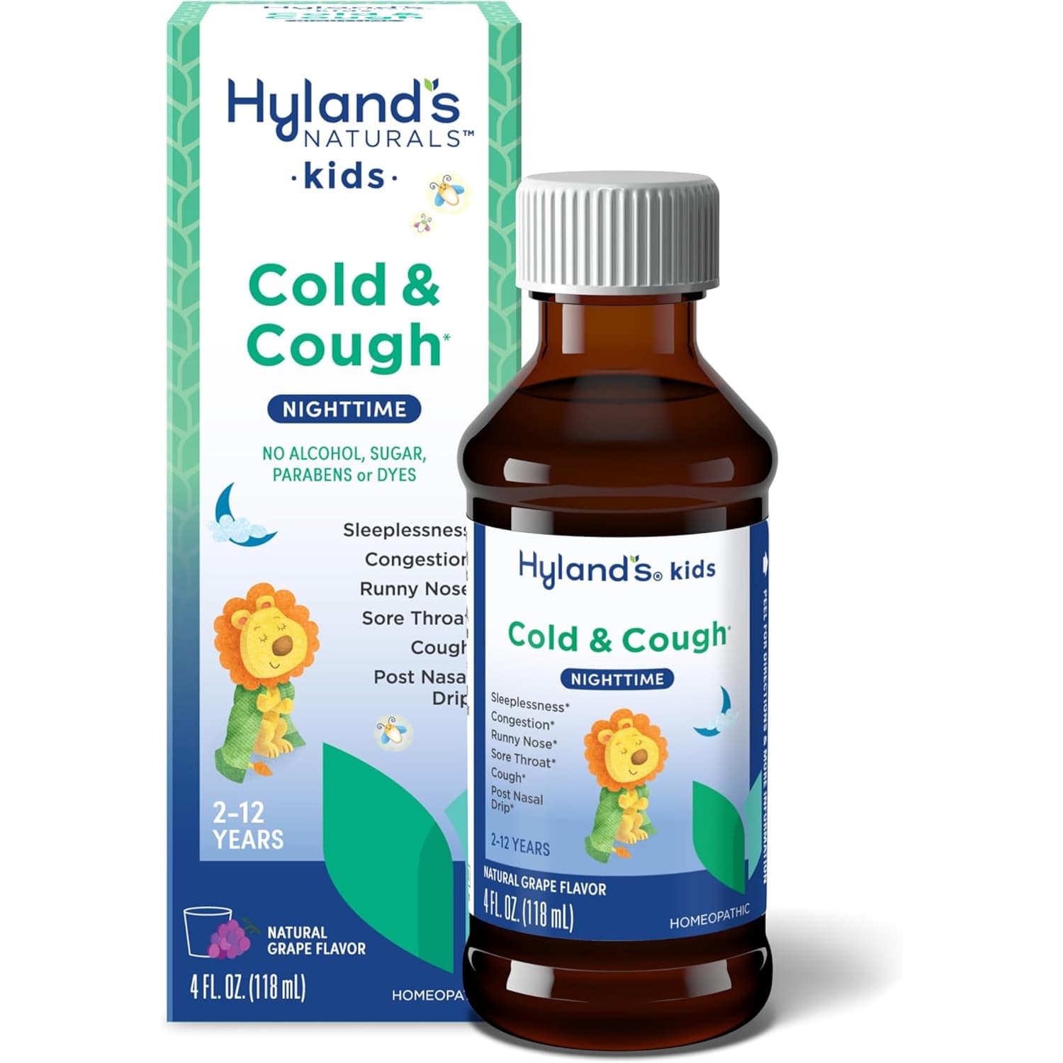 Hyland's 4 Kids Cold and Cough Nightime, Grape, 4 oz