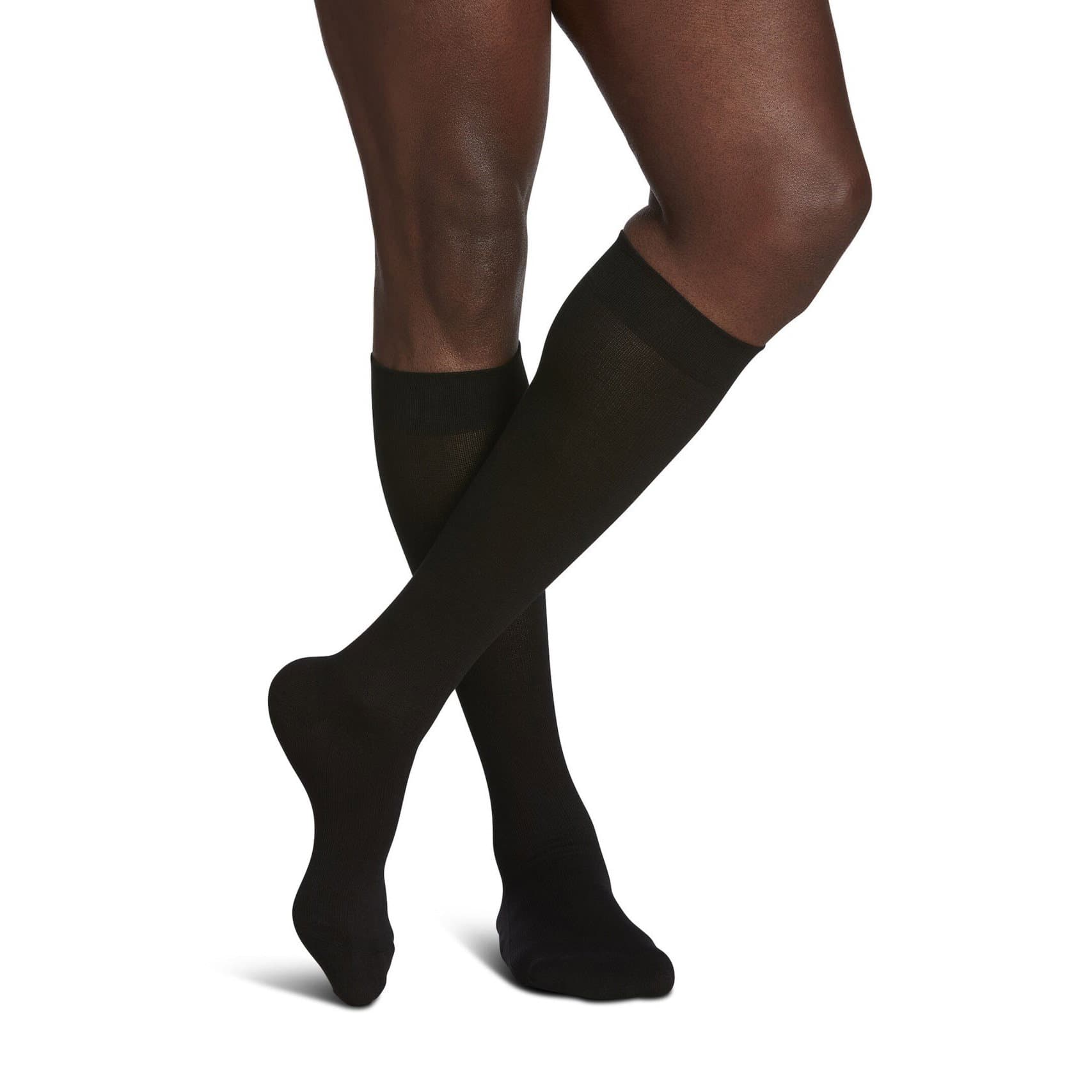 Sigvaris Style Sea Island Cotton Calf High Compression Socks, 20-30 mmHg Women, Black, Medium-Long - Pair - Image 1