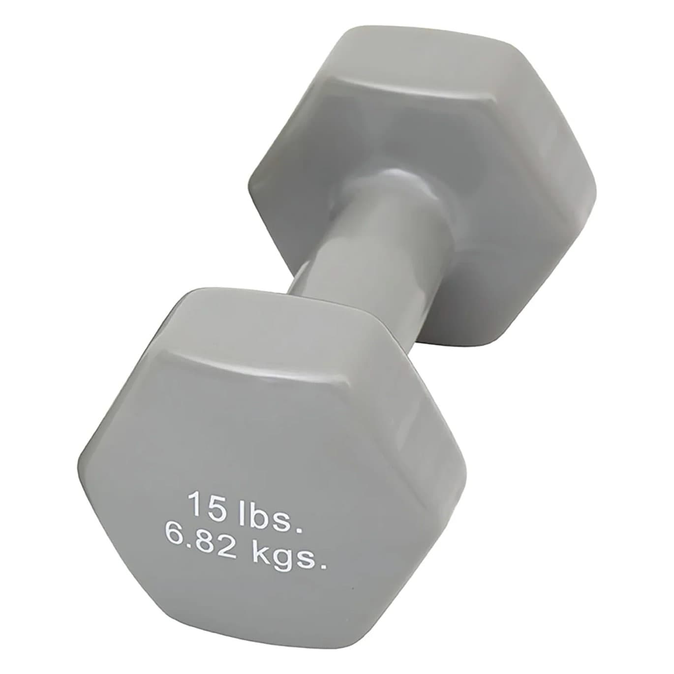 CanDo vinyl coated dumbbell, Silver, 15 Lb - Each - Image 1