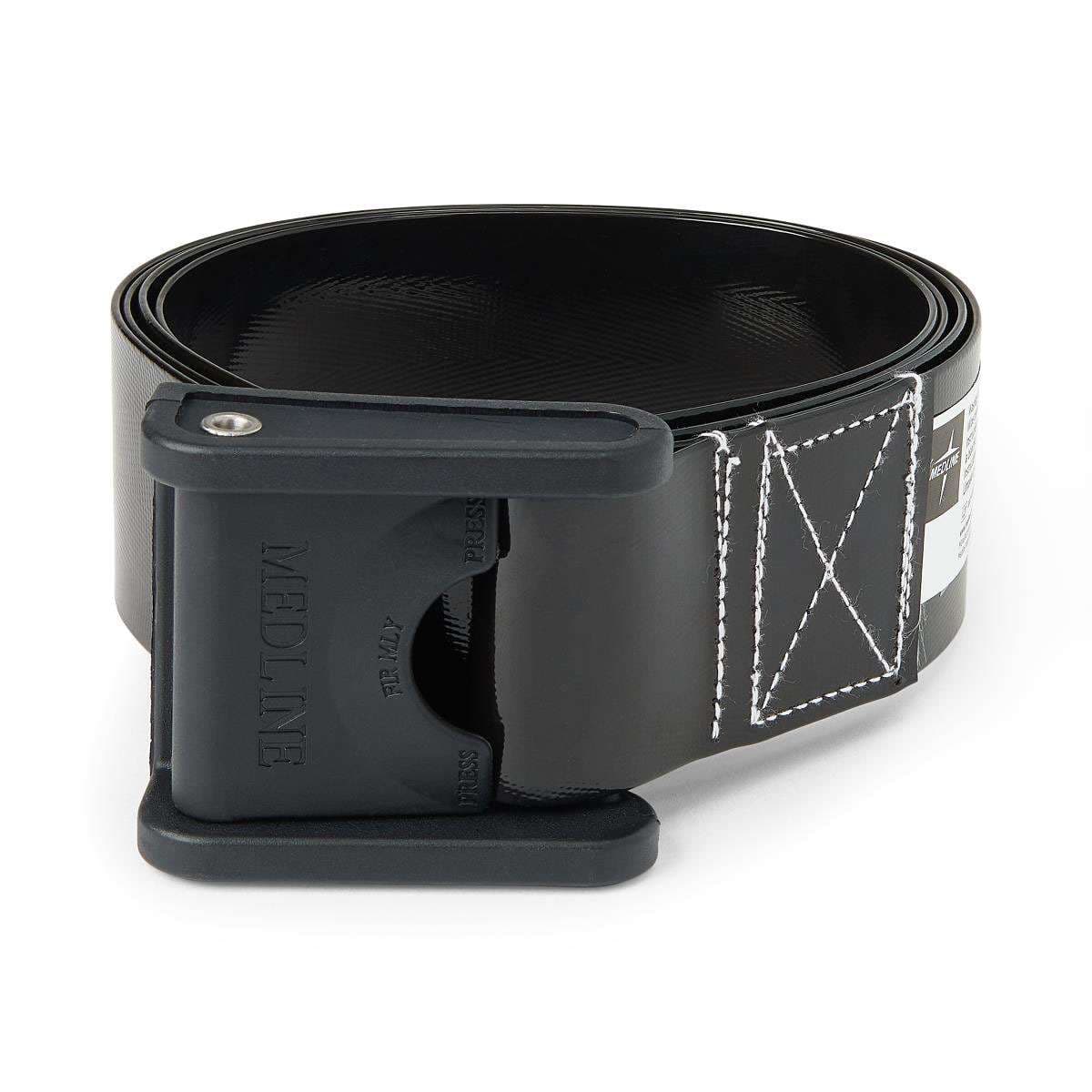 Medline Polyurethane Coated Wipeable Gait Belt, 60 Inch, Black - Image 1