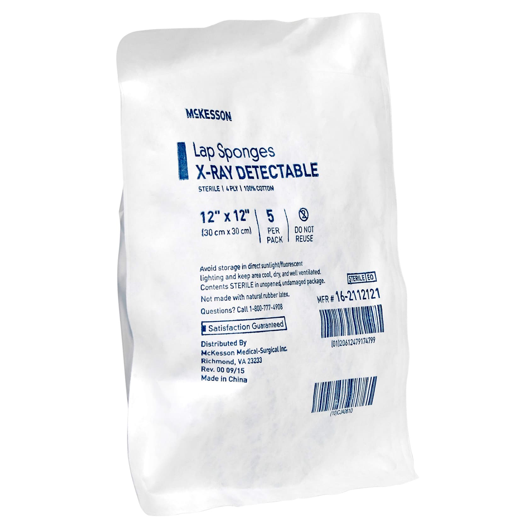 McKesson Surgical Laparotomy Sponge White 4-Ply Square Sterile - Image 4