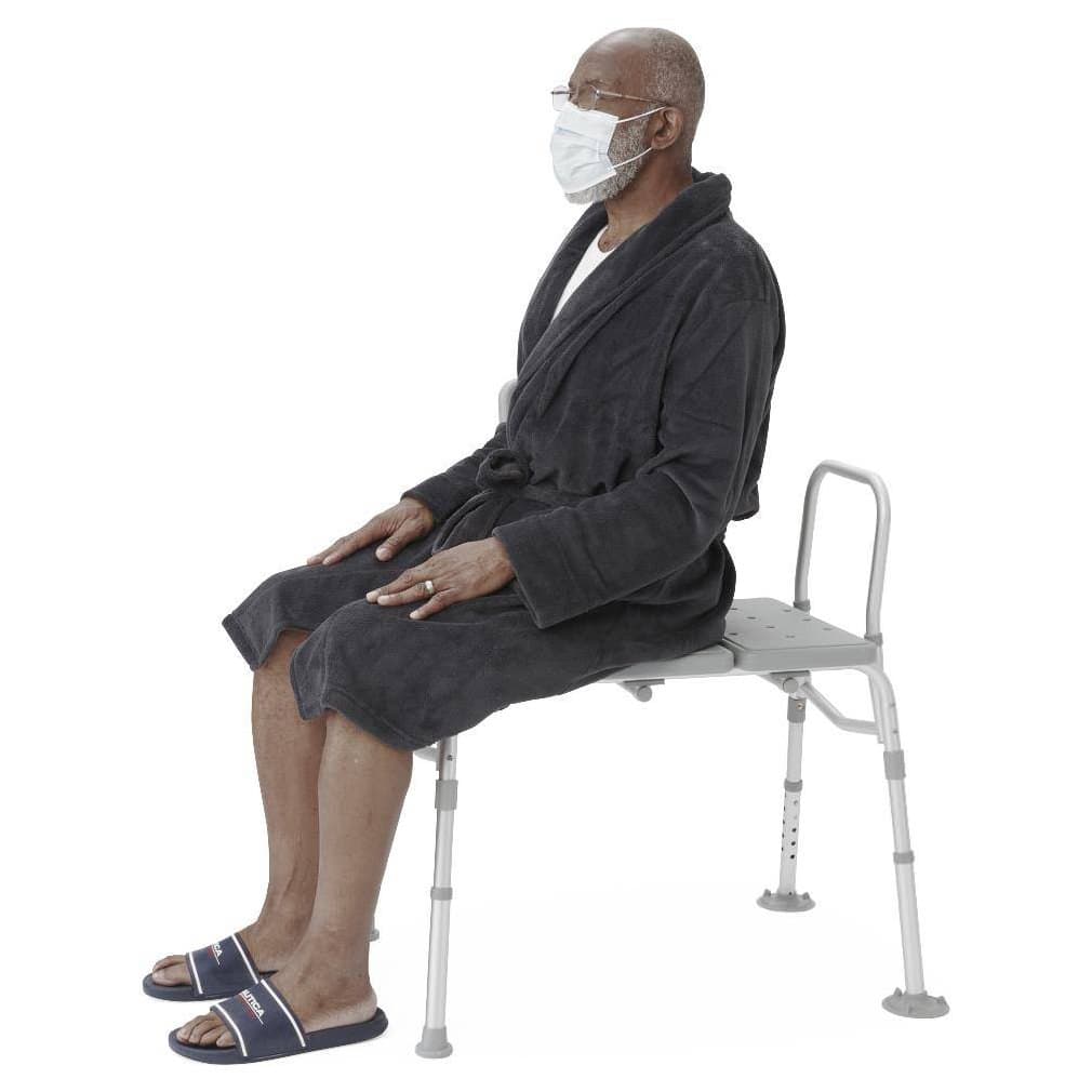 Medline Transfer Bench with Backrest, Adjustable Height - Image 4