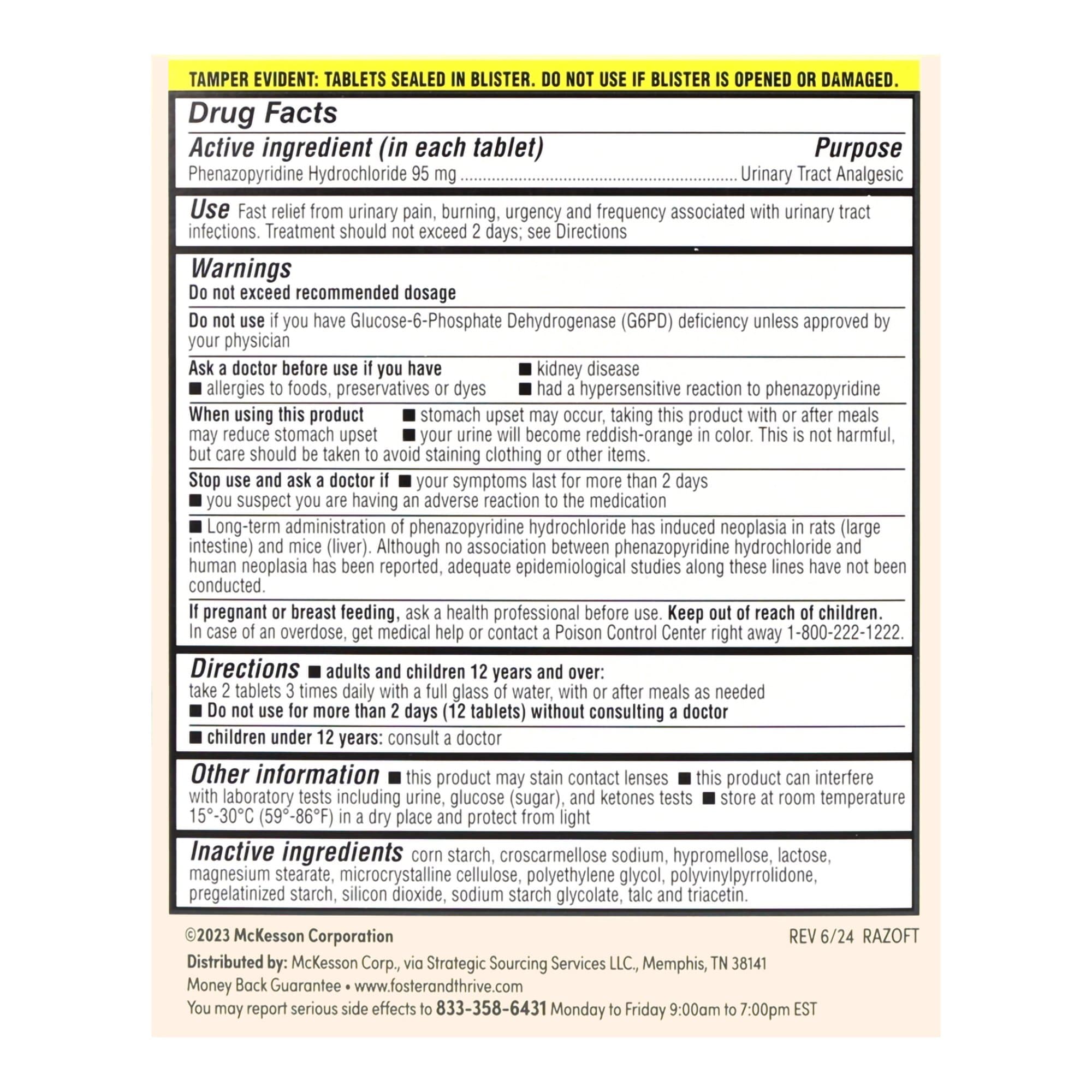 Foster & Thrive Urinary Pain Relief Phenazopyridine HCL tablet - Box of 30 - Image 2