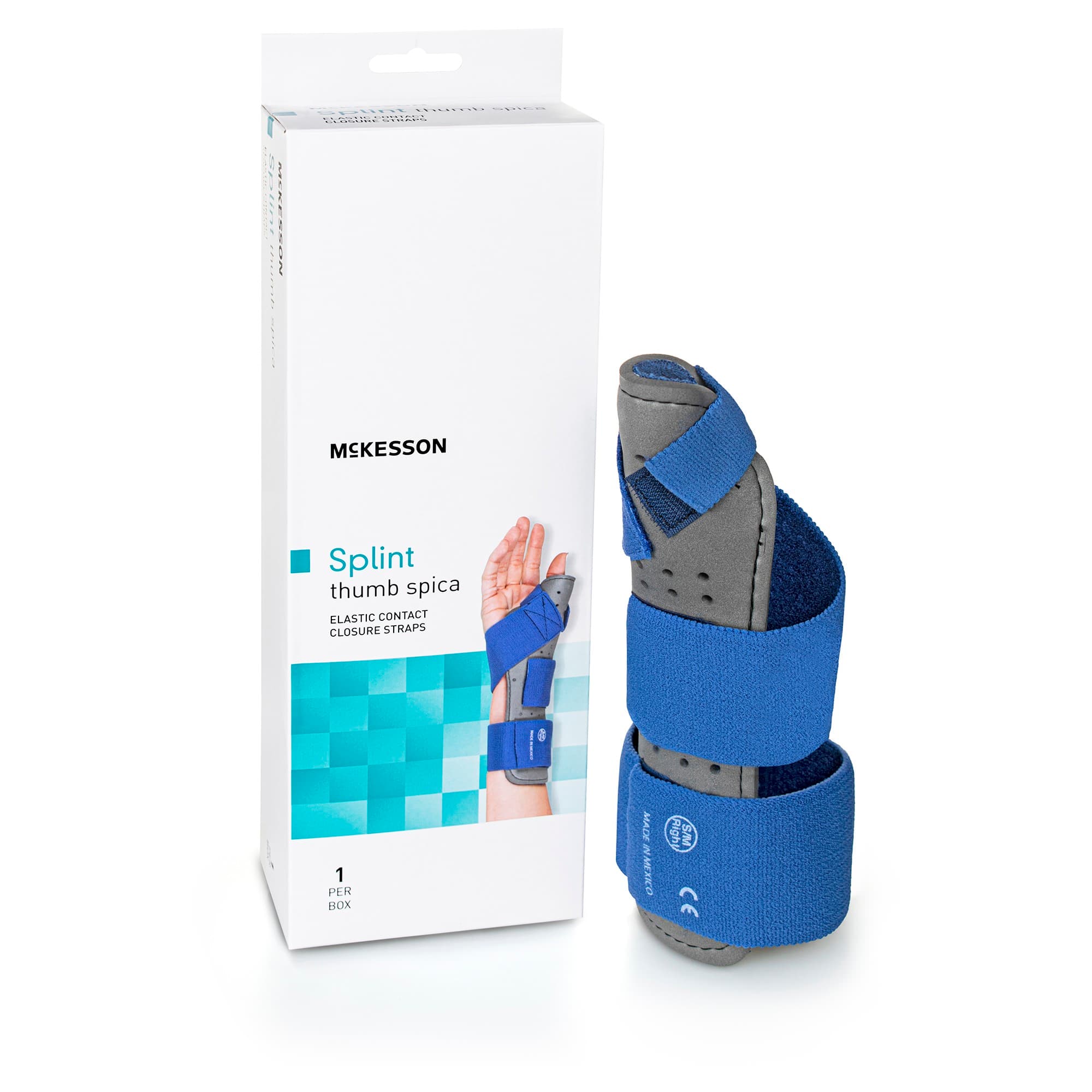 McKesson Thumb Splint Hook and Loop Strap Closure Blue-Gray, Large-XLarge, Left Hand - Each - Image 1
