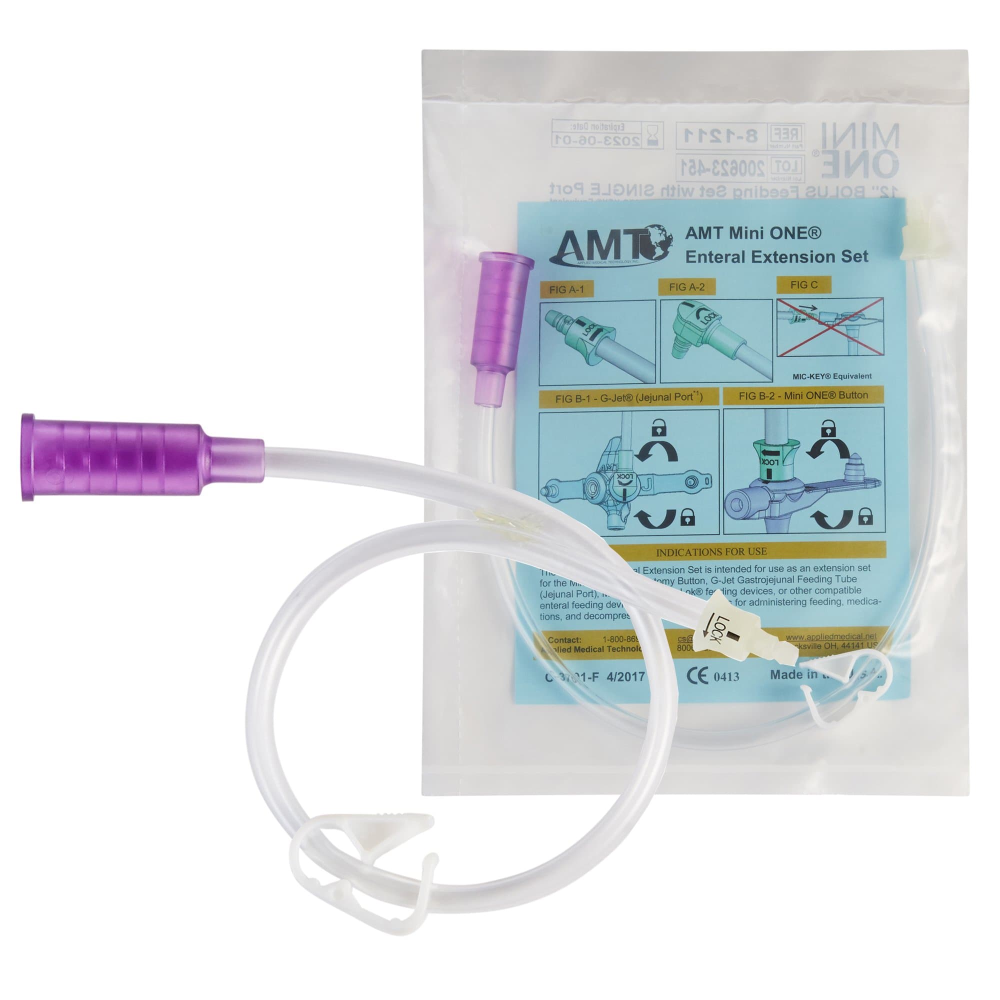 AMT Mini ONE Straight Connector with Bolus Adapter, 12" - Box of 10 - Image 1
