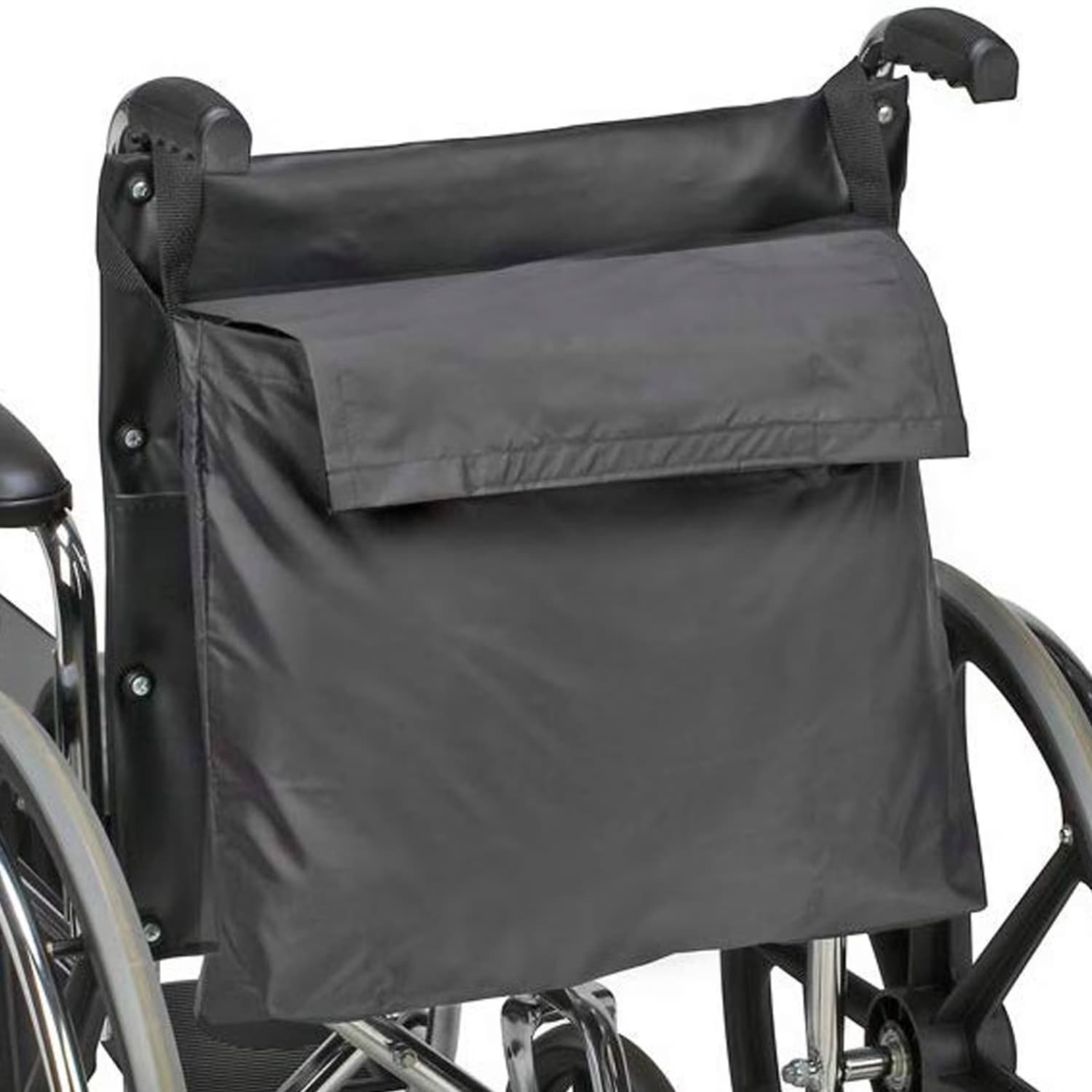 Mabis DMI Wheelchair Back Pack Water-Resistant Black Nylon Fabric, 14" x 19"
