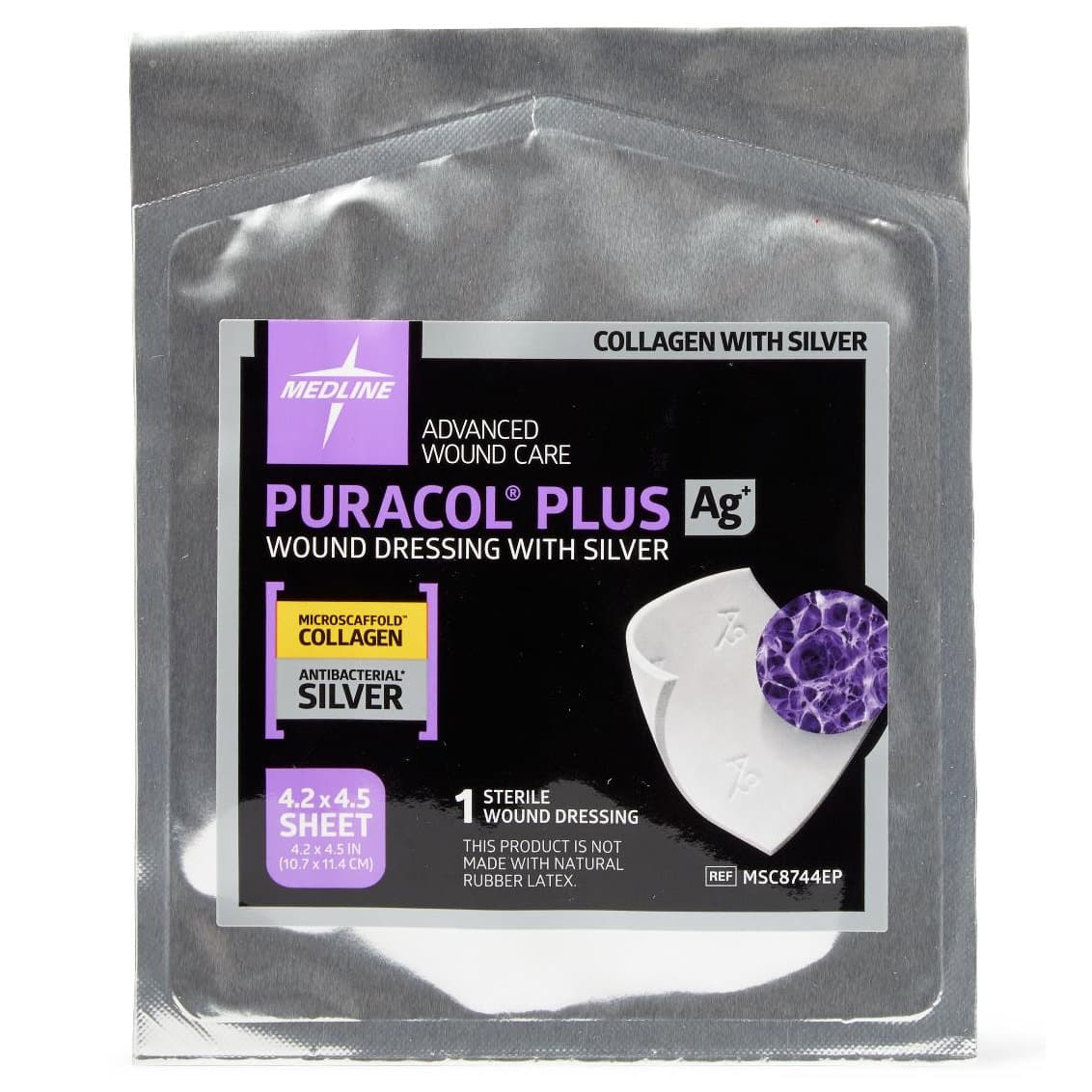 Puracol Plus AG+ Collagen Dressing, 4.2 x 4.5 Inch - Each - Image 1