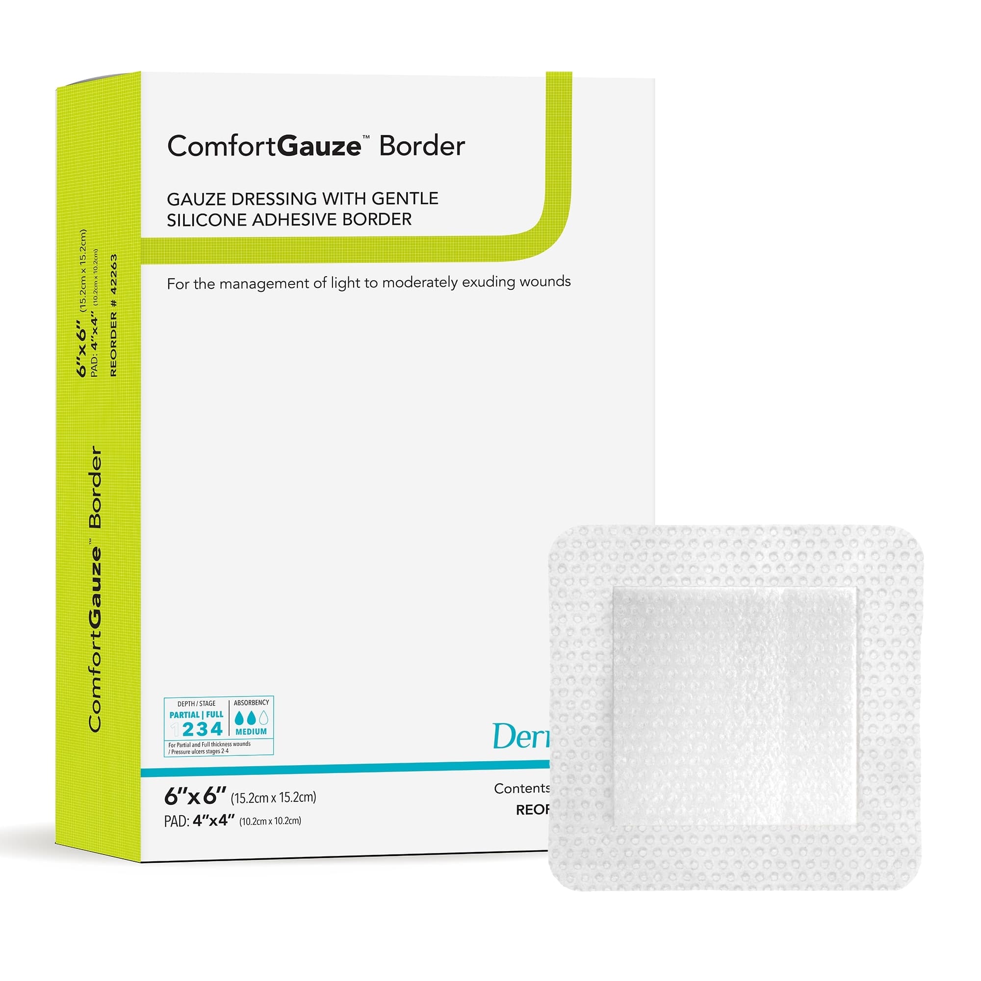 ComfortGauze Border Gauze Dressing with Gentle Silicone Adhesive Border