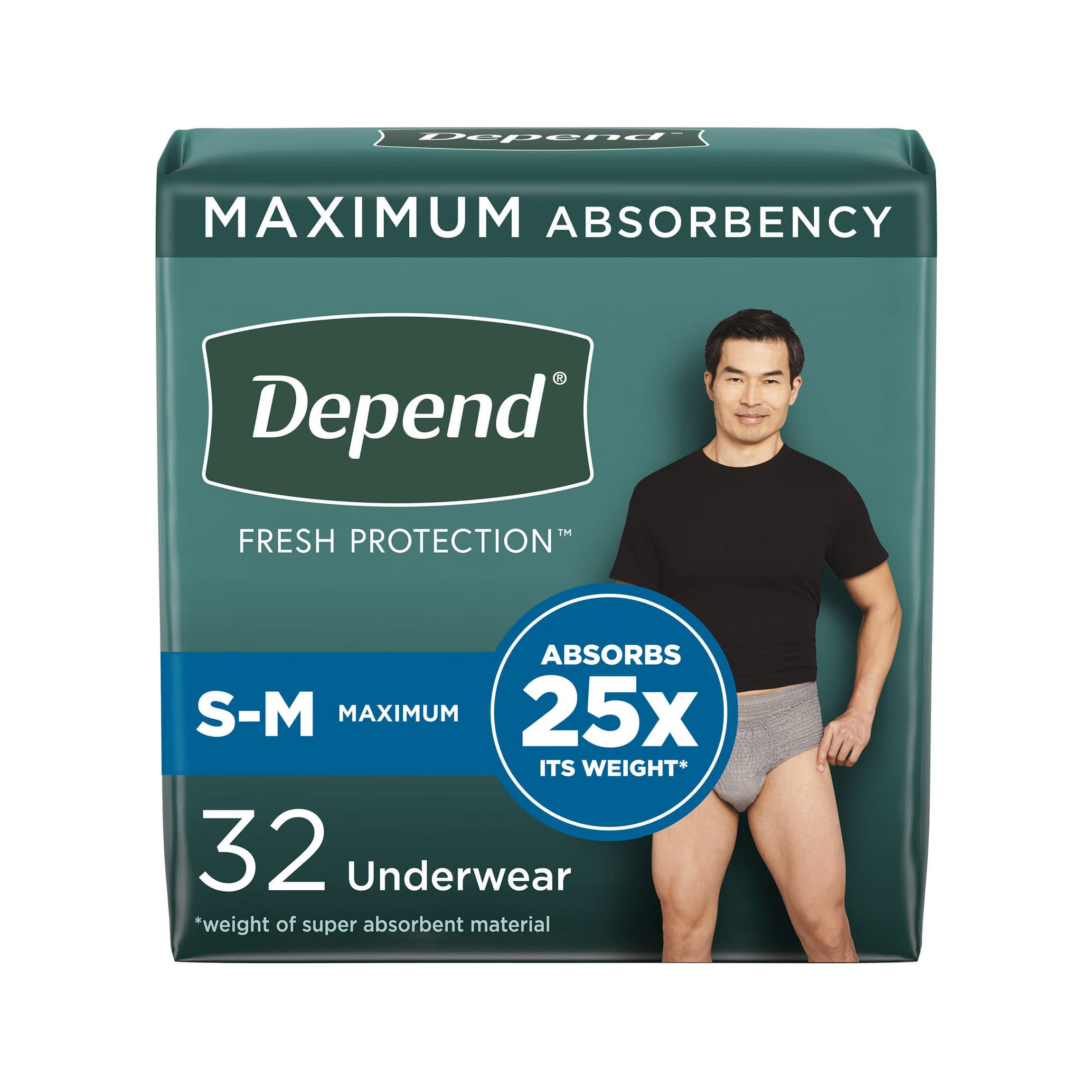 Depend Fresh Protection Underwear for Men, Small-Medium - Package of 32 - Image 1