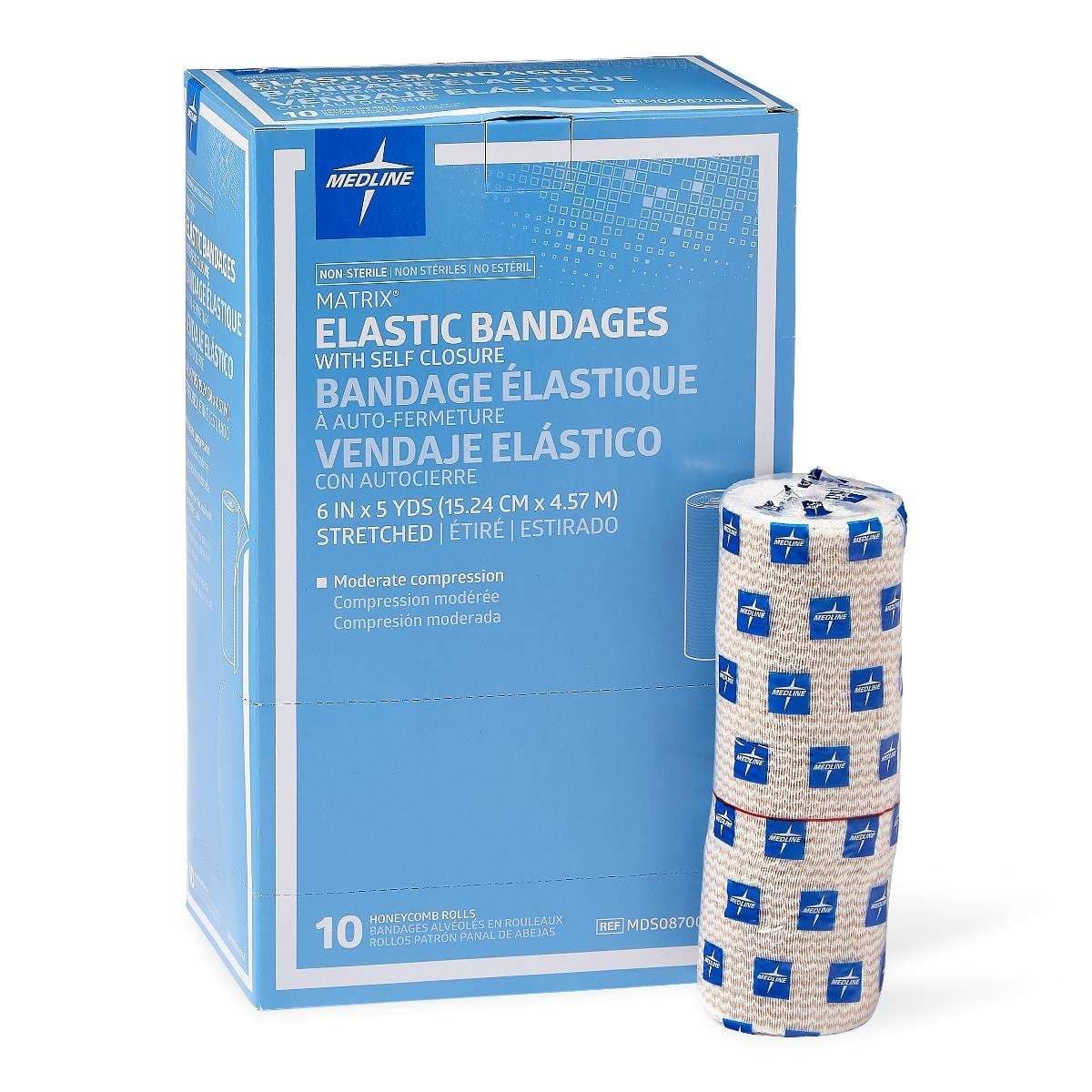 Matrix Elastic Bandage, 6 Inch x 5 Yard, Low Compression, Natural - Box of 10 - Image 1