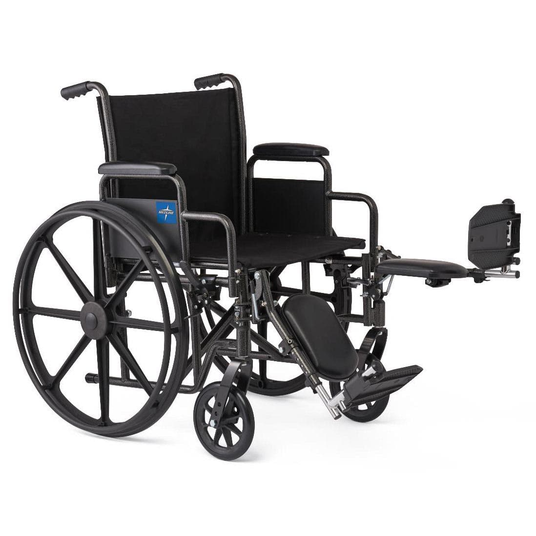 Medline Guardian K1 standard wheelchair 20"W x 16"D Seat Vinyl with Swing-Back Desk-Length Arms and Swing Away Footrests - Image 1