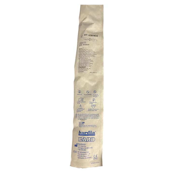 Bardia 2-Way Silicone Coated Foley Catheter with 5cc Balloon, Latex, 14F - Each - Image 1