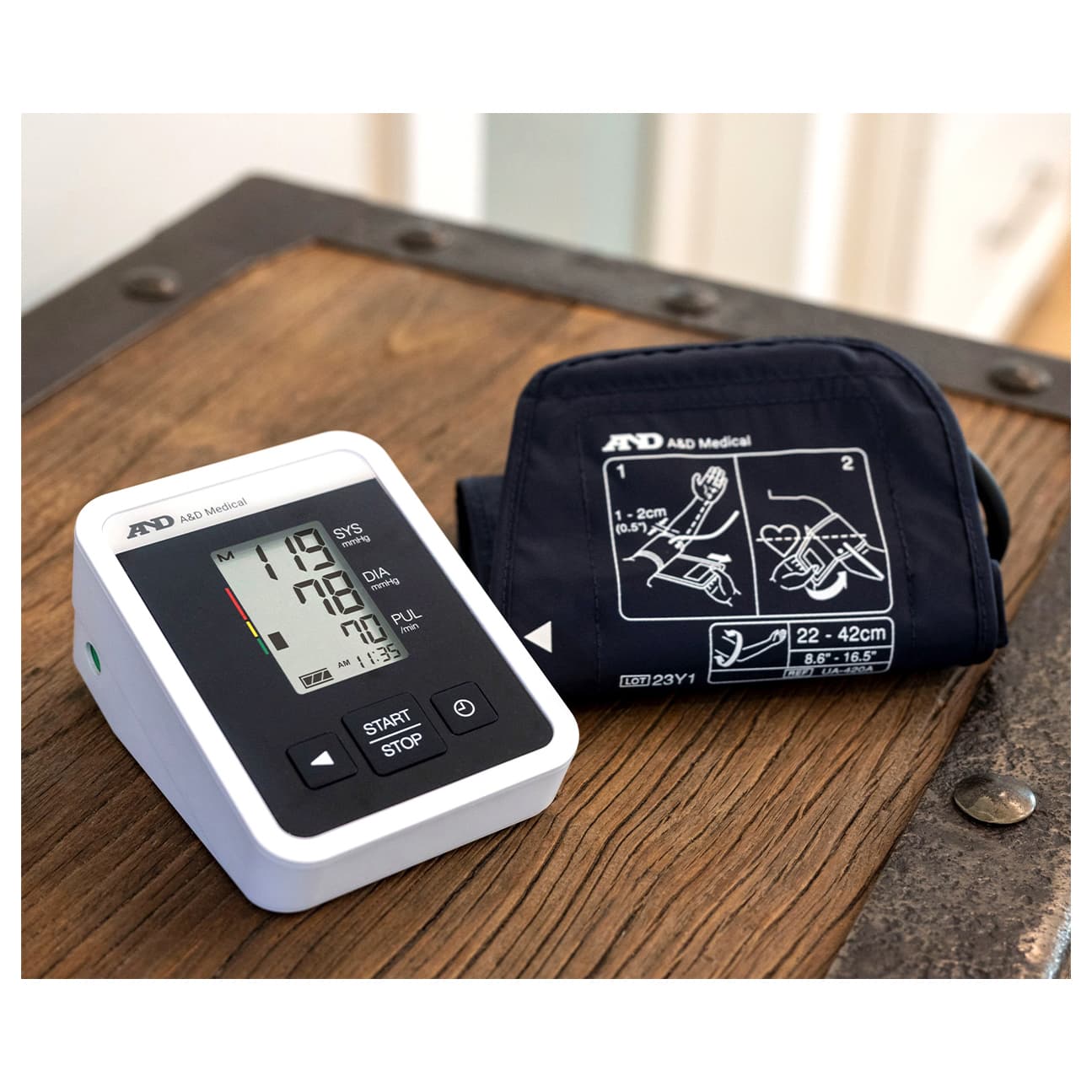 A&D Medical One-Touch Upper Arm Blood Pressure Monitor, Wide Range Cuff, 8.6"-16.5" - Image 3