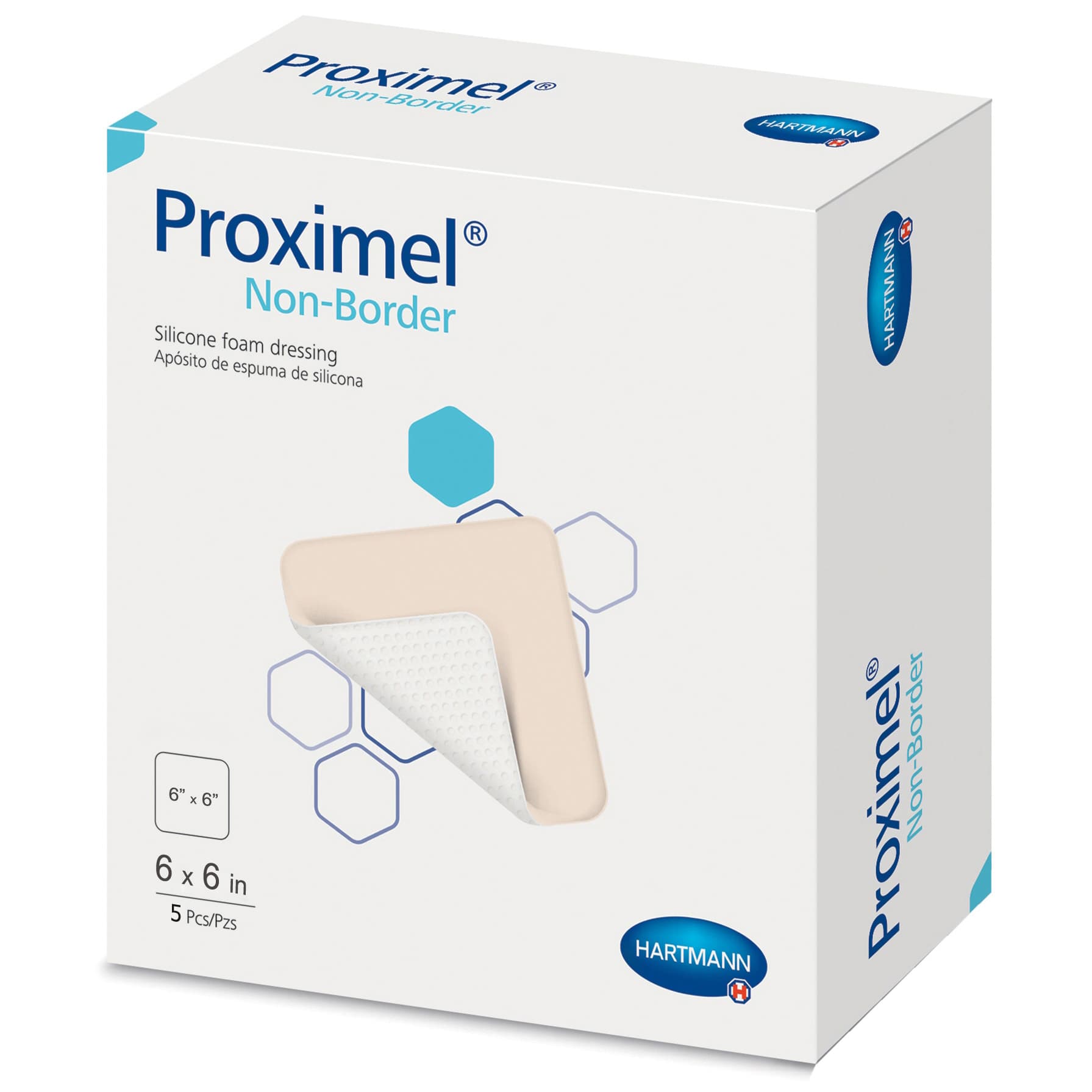 Proximel Non-Border Three-Layer Silicone Foam Dressing 6 X 6 Inch Sterile - Case Of 50 - Image 1
