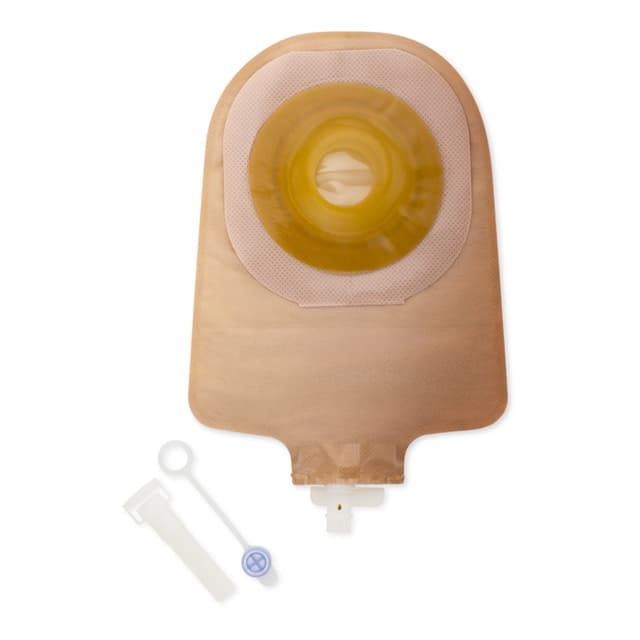 Premier 1-Piece Urostomy Pouch with Convex Flextend Barrier with Tape, Beige, 1-1/8 Inch - Box of 5 - Image 1