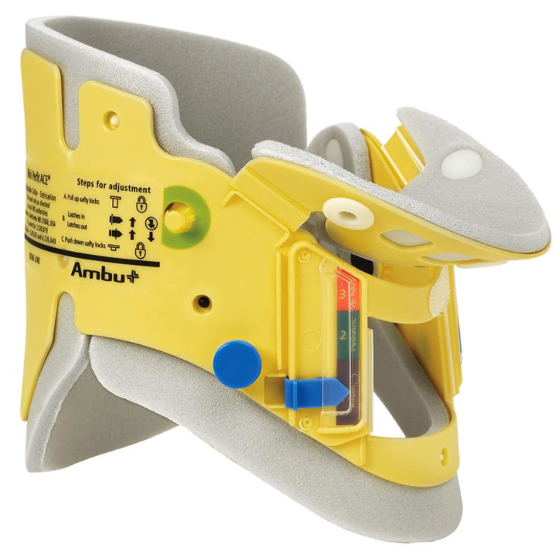 Ambu Mini Perfit ACE Extrication Cervical Collar Yello with Light Gray Adjustable Height One Size - Image 1