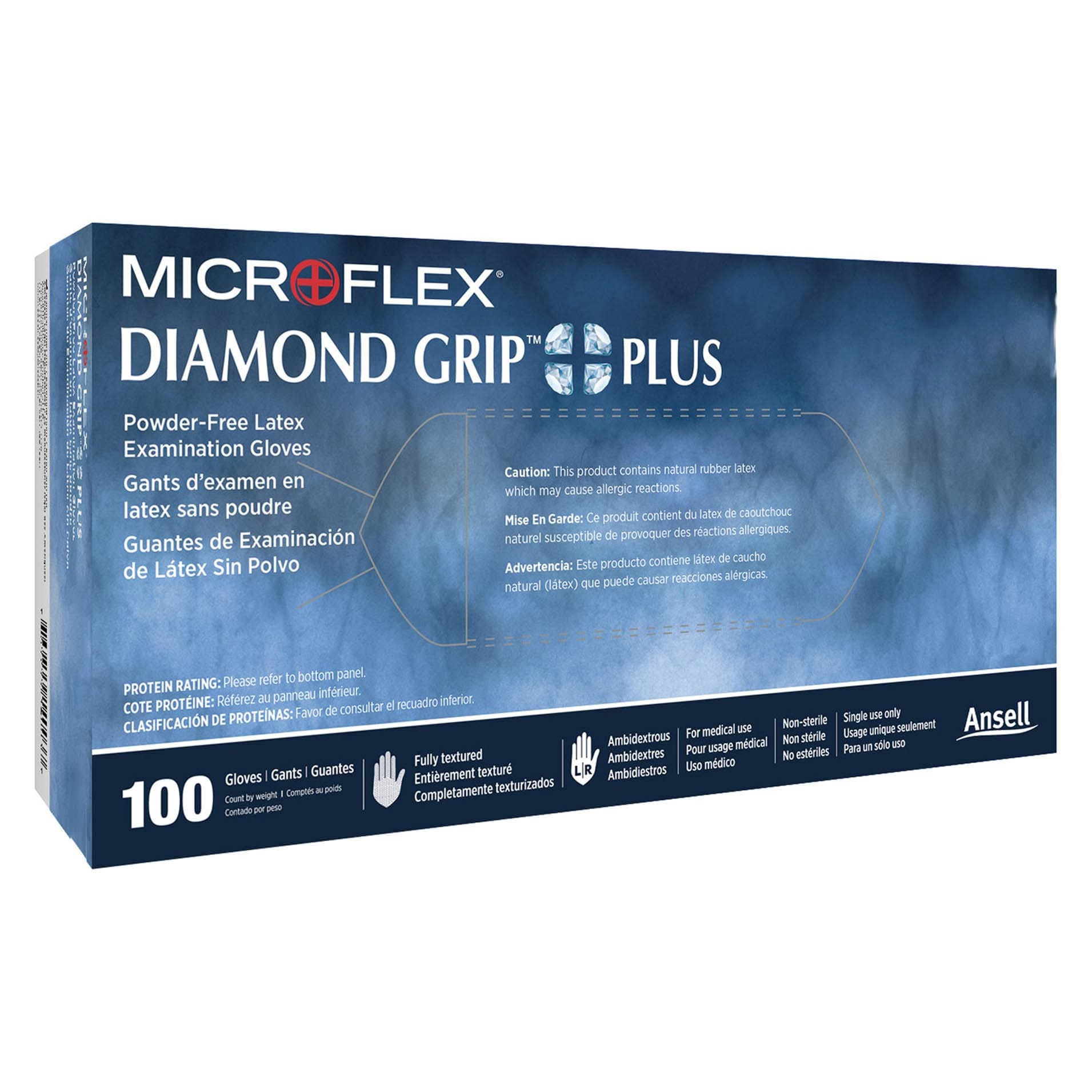 Microflex Medical Diamond Grip Plus Latex Exam Gloves - Image 2