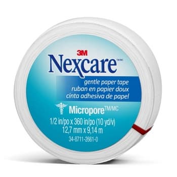 3M Nexcare Transpore Gentle Paper Tape, 1/2 Inch x 10 Yard - Each - Image 1