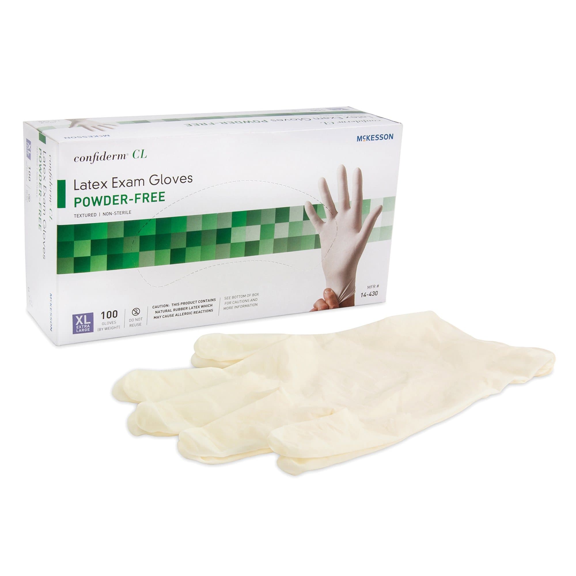 McKesson Confiderm CL Latex Powder Free Exam Gloves, Ivory, X-Large - Box of 100 - Image 1