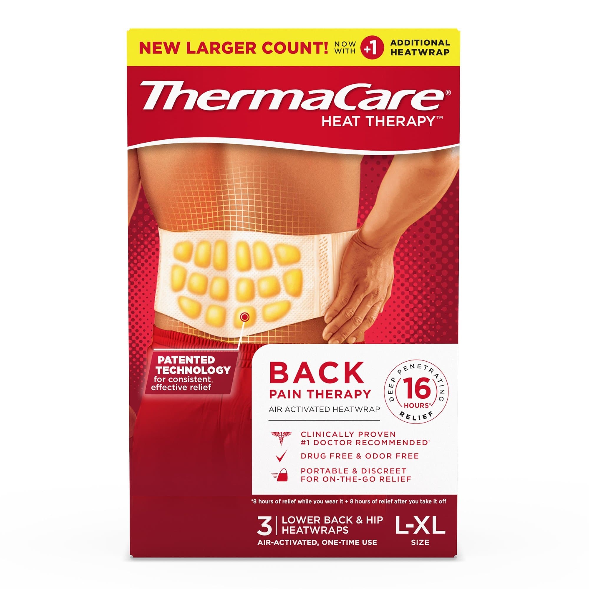 ThermaCare HeatWraps Instant Hot Patch Heat Therapy, Large/Extra Large - Case of 36 - Image 1