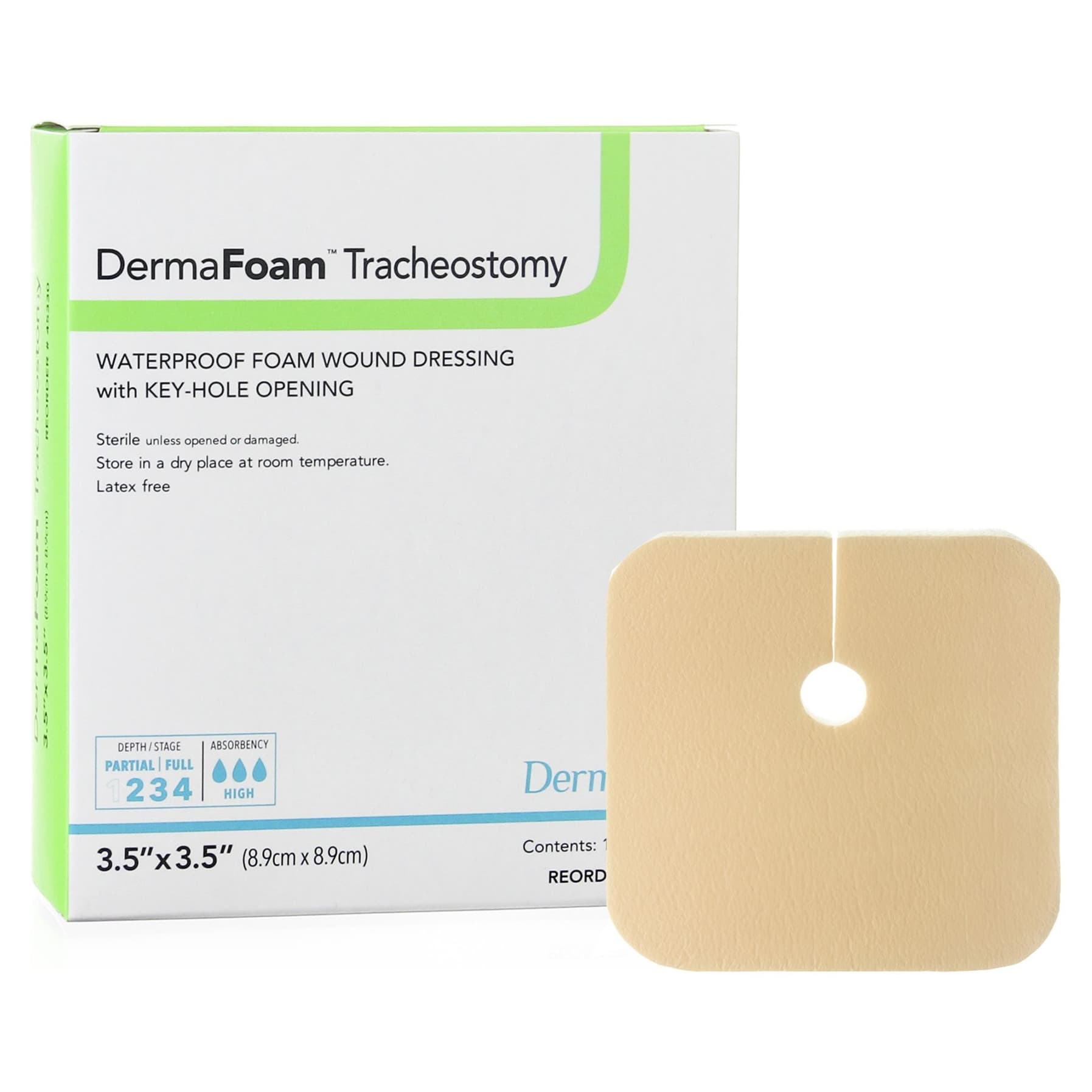 DermaFoam Tracheostomy Waterproof Foam Dressing with Key Hole Opening