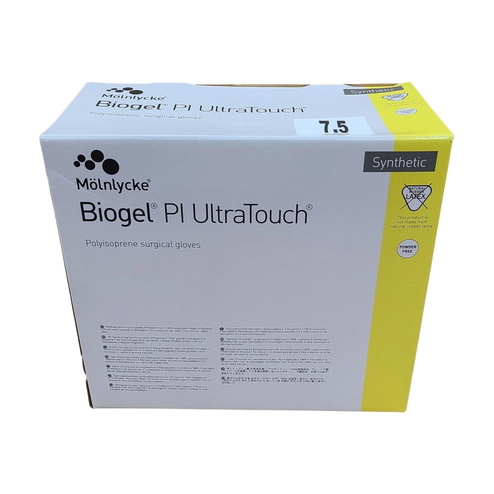 Biogel PI UltraTouch Surgical Glove Opaque Beige Neutral Beaded Cuff Standard, Size 7.5 - Box of 50 - Image 1