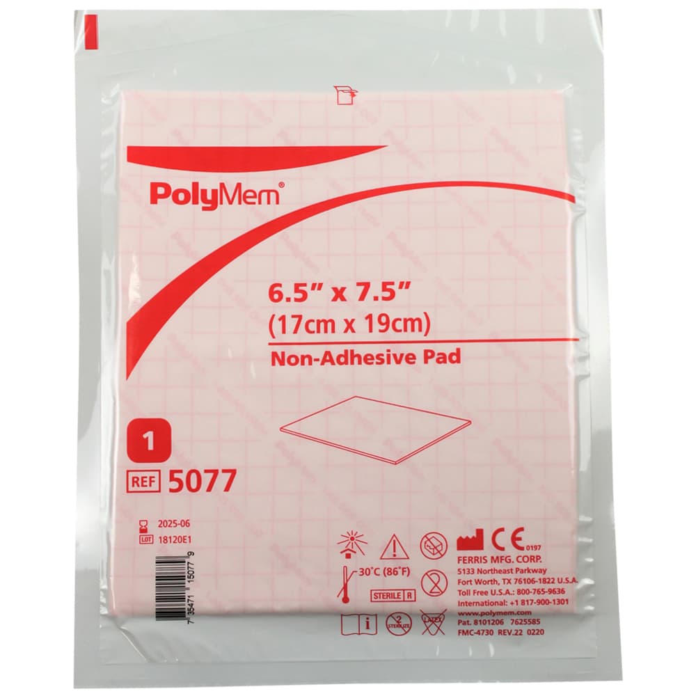 Polymem Non-Adhesive Foam Pad Dressing, 6.5 x 7.5 Inch - Each - Image 1
