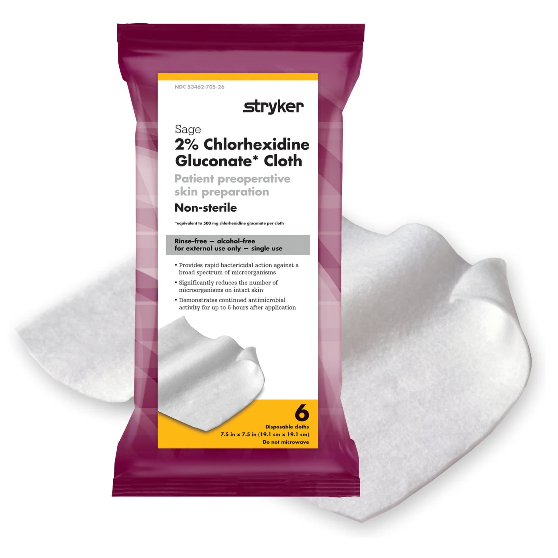 Sage 2% Chlorhexidine Gluconate Skin Prep Wipe - Package of 6 - Image 1