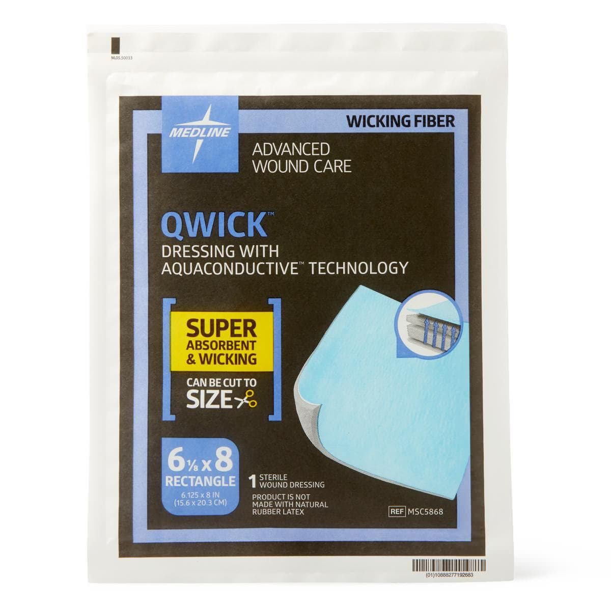 Medline Qwick Non-Adhesive Wound Dressing, 6-1/8 x 8 Inch - Each - Image 1