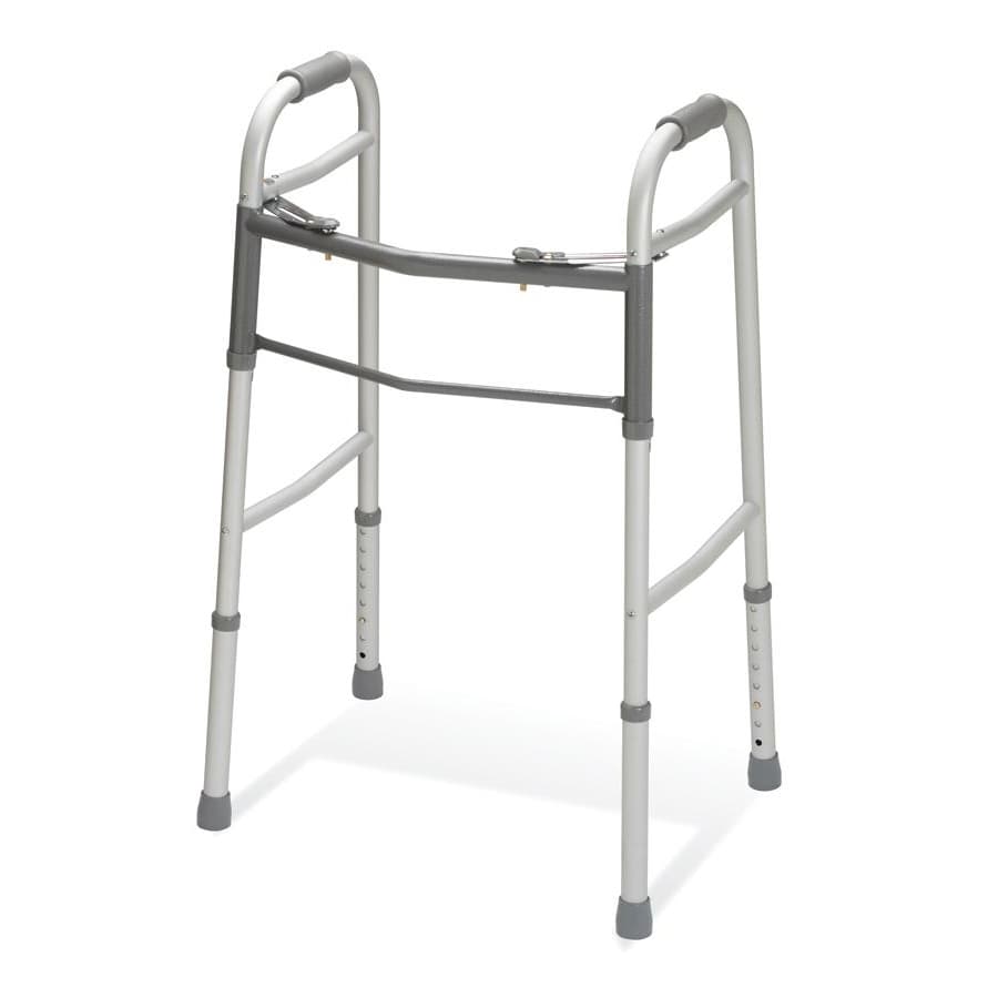 Medline Two-Button Folding Walker without Wheels, Standard- 4/Case - Image 1