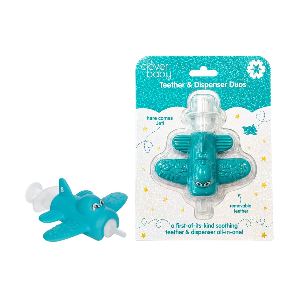 Clever Baby Teether & Dispenser Duo and Medicine Spoon Duo, Jet, Dream, & Buzz Variety Pack, 10mL - Image 2