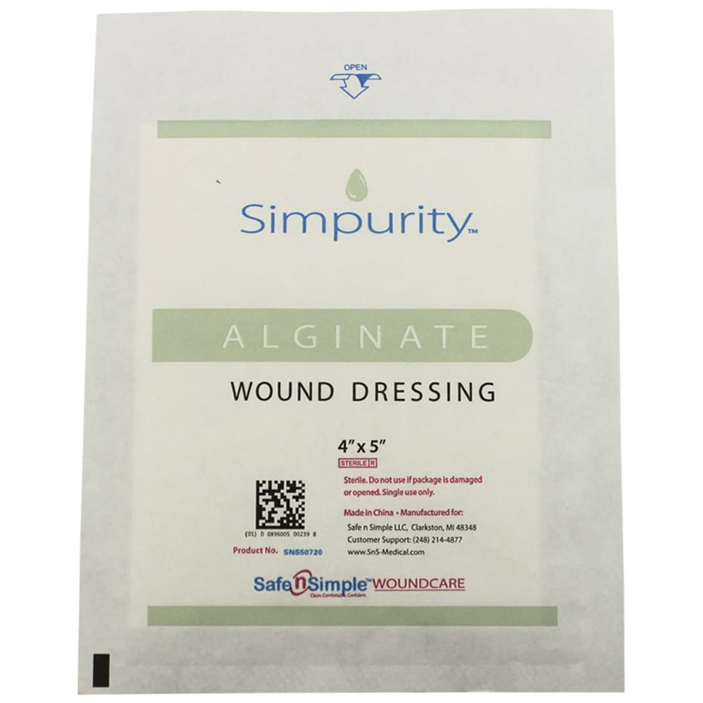 Simpurity Calcium Alginate Wound Dressing, 4 x 5 Inch, Sterile - Each - Image 1