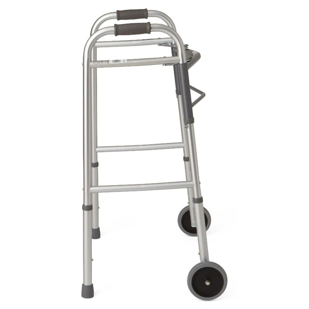 Medline Guardian Two-Button Folding Walker with Wheels - Image 2