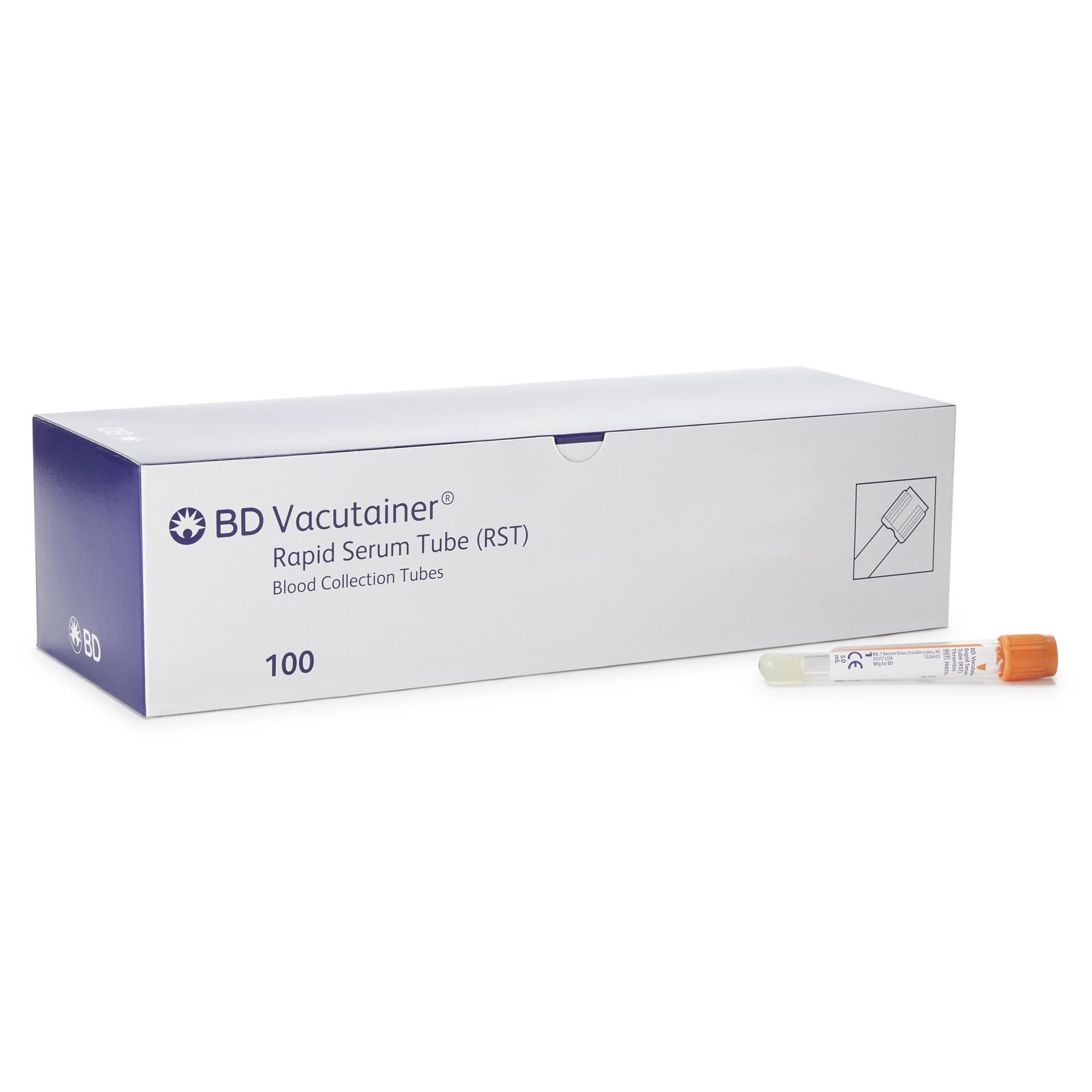 BD Vacutainer Venous Blood Collection Rapid Serum Tube, 13 x 100 mm - Box of 100 - Image 1