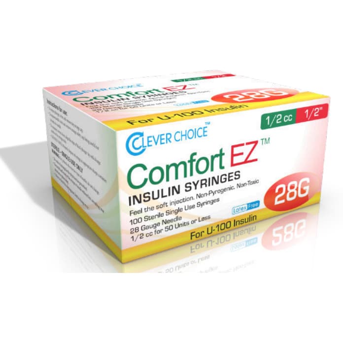 Clever Choice Comfort EZ U-100 Insulin Syringes - Case of 500 - Image 1