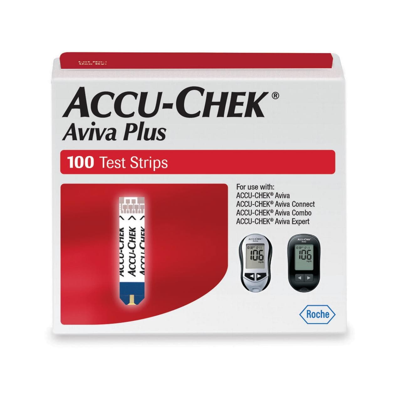 Accu-Chek Aviva Plus Blood Glucose Test Strips - Box of 100 - Image 1