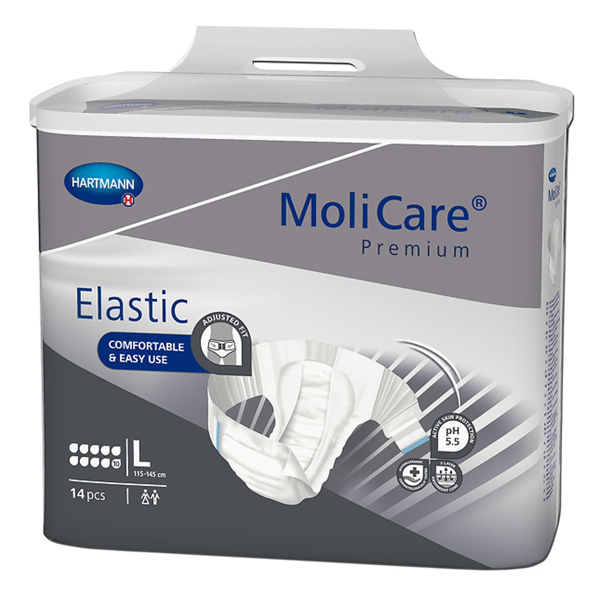 MoliCare Premium Elastic 10D Incontinence Briefs, Large - Case of 56 - Image 1