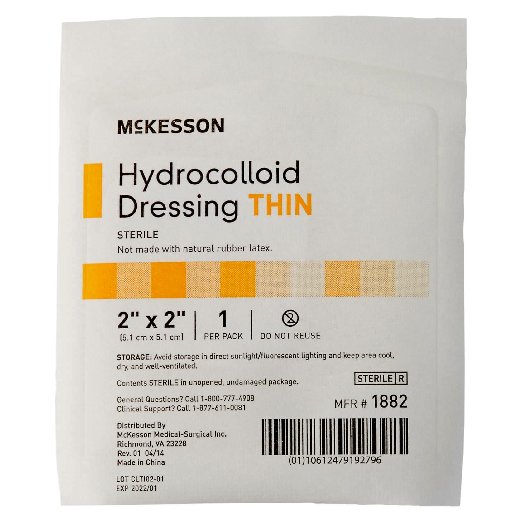 McKesson Hydrocolloid Sterile Thin Dressing, 2 x 2 Inch - Image 1