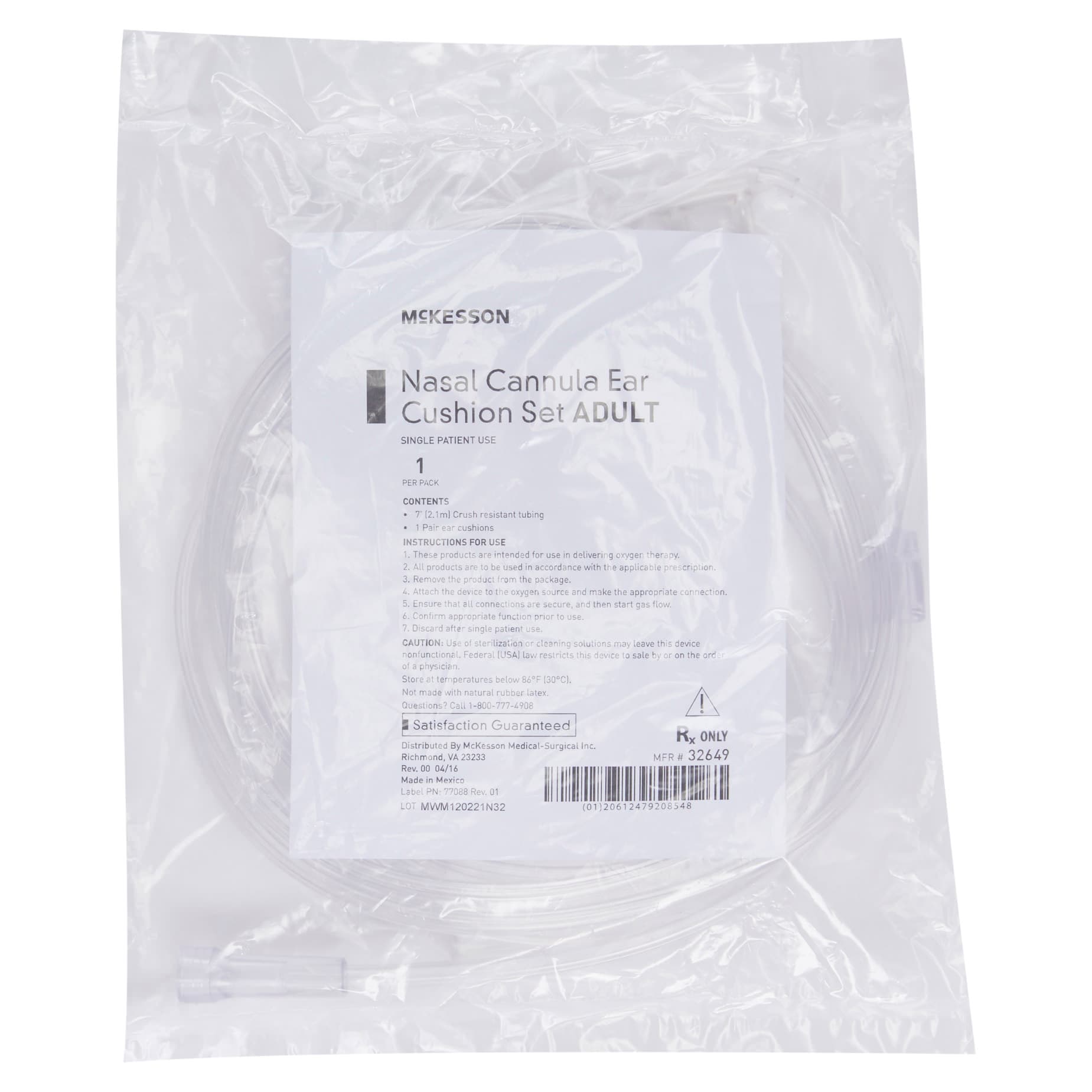 McKesson Nasal Cannula with Ear Cushions Clear Over Ear NonSterile Kink Resistant Tubing - Image 2