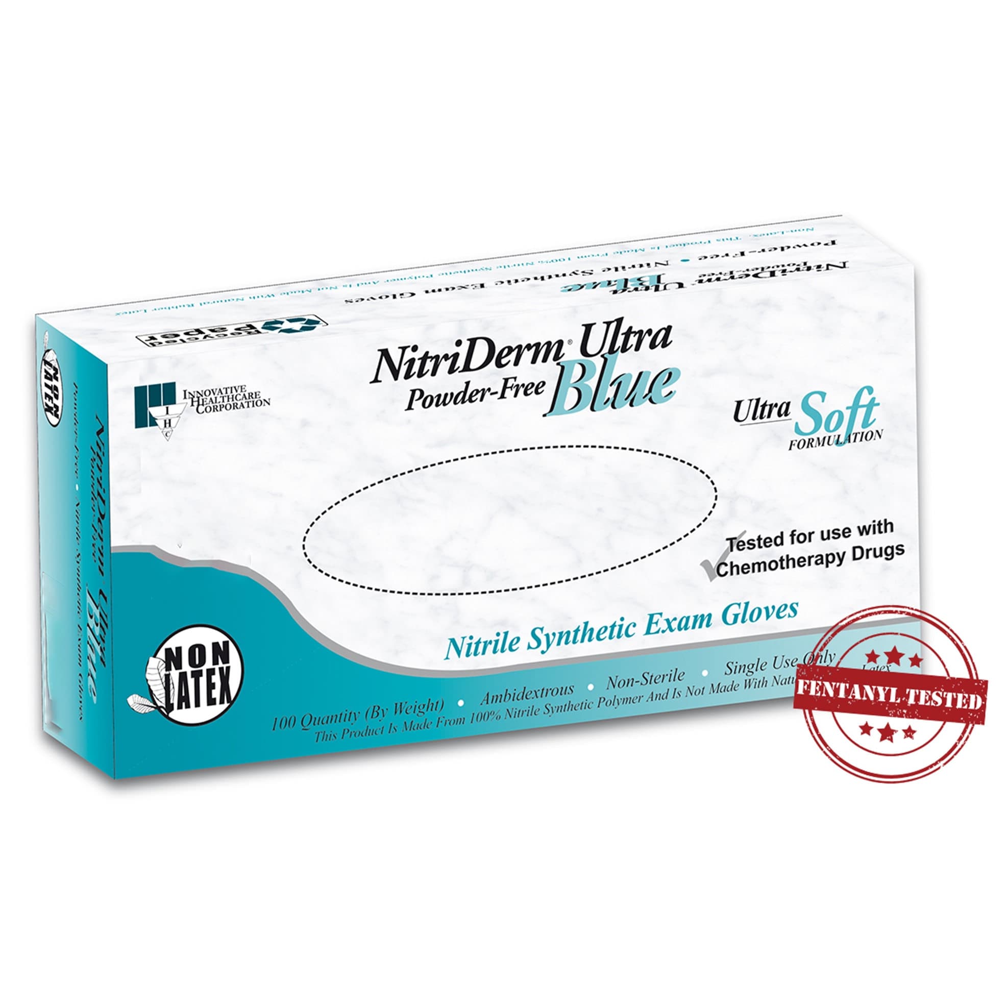 NitriDerm Ultra Blue Nitrile Exam Gloves, Medium - Box of 100 - Image 1