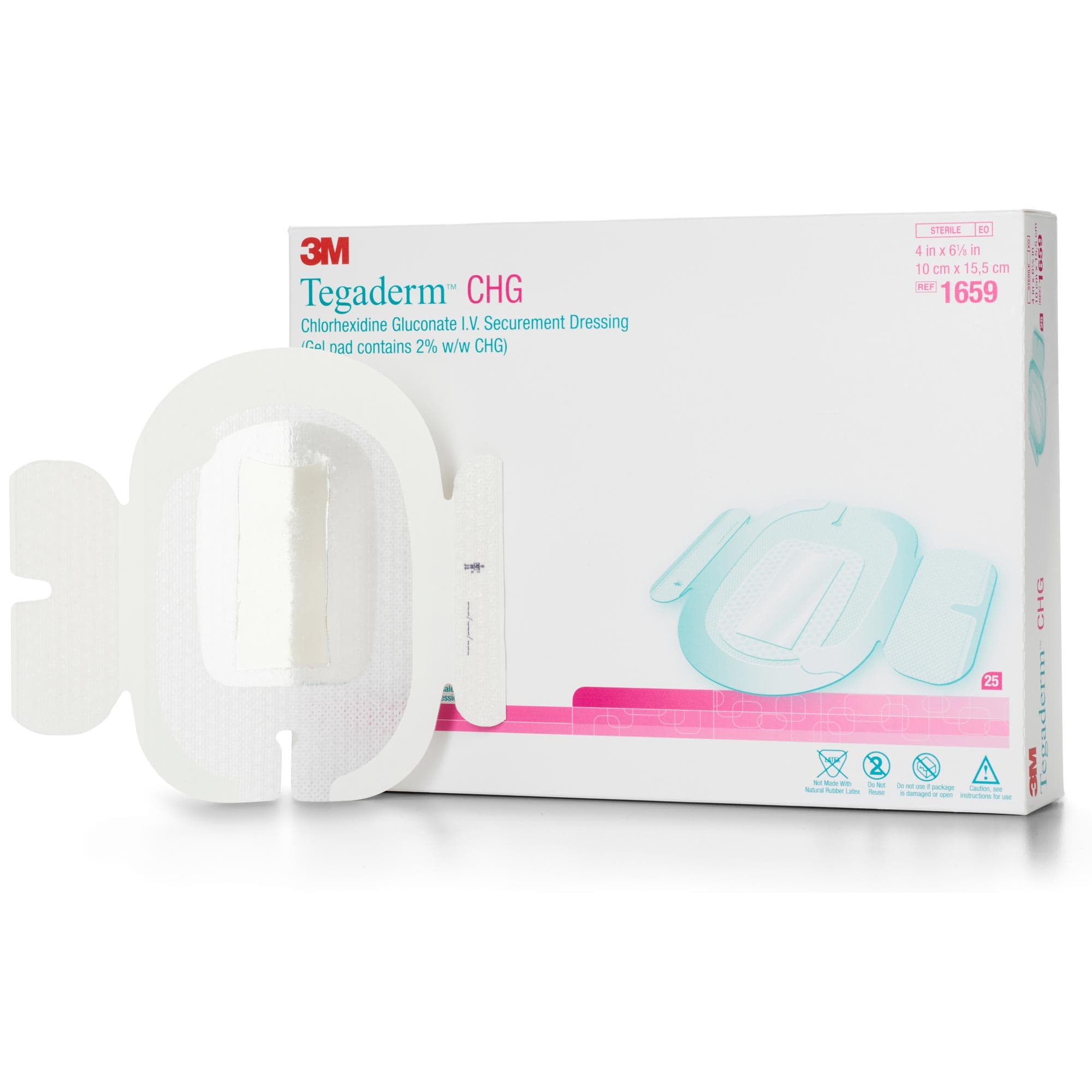 3M Tegaderm CHG IV Securement Dressing, 10 x 15.5 cm - Case of 100 - Image 1