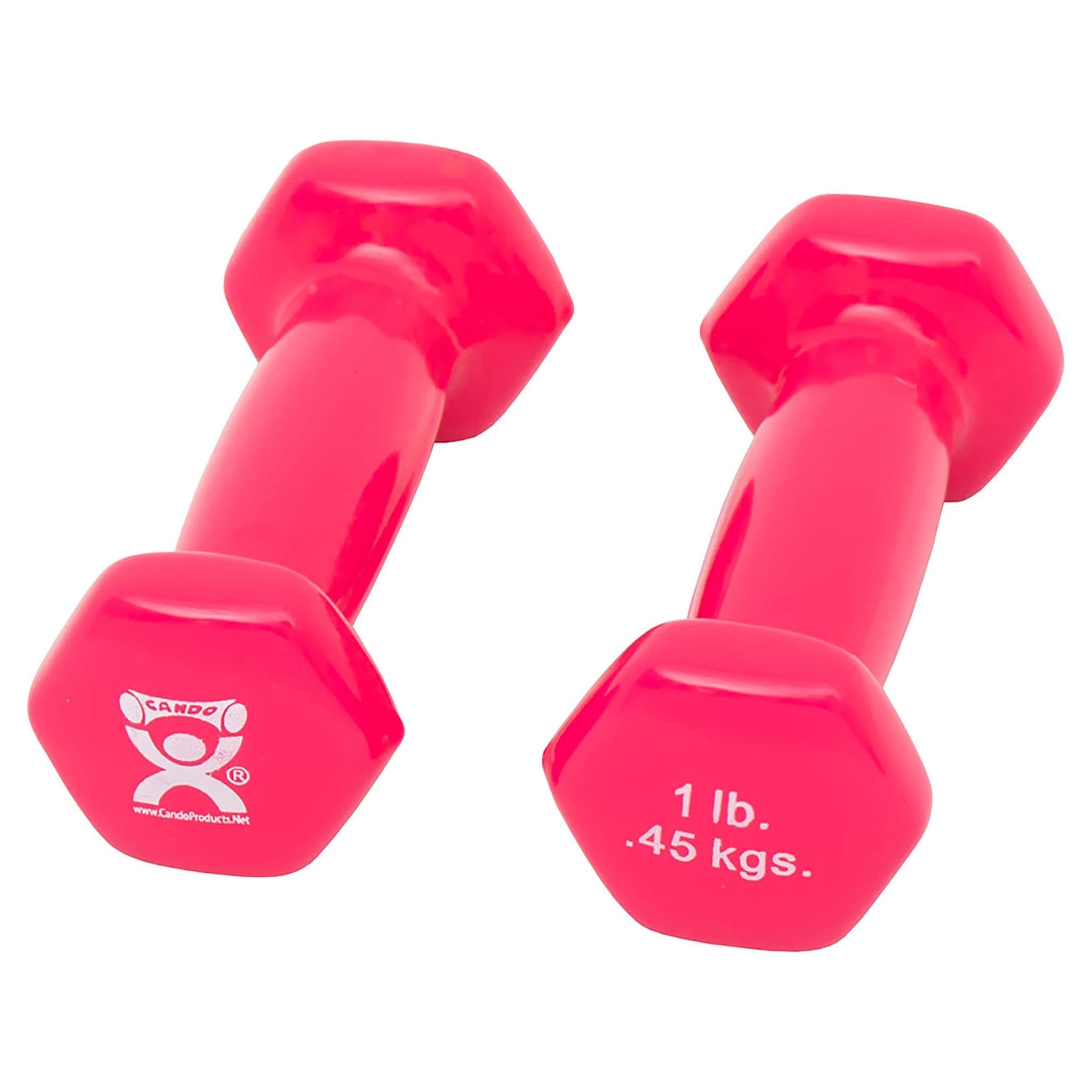CanDo vinyl coated dumbbell, Pink, 1 Lb - Pair - Image 1