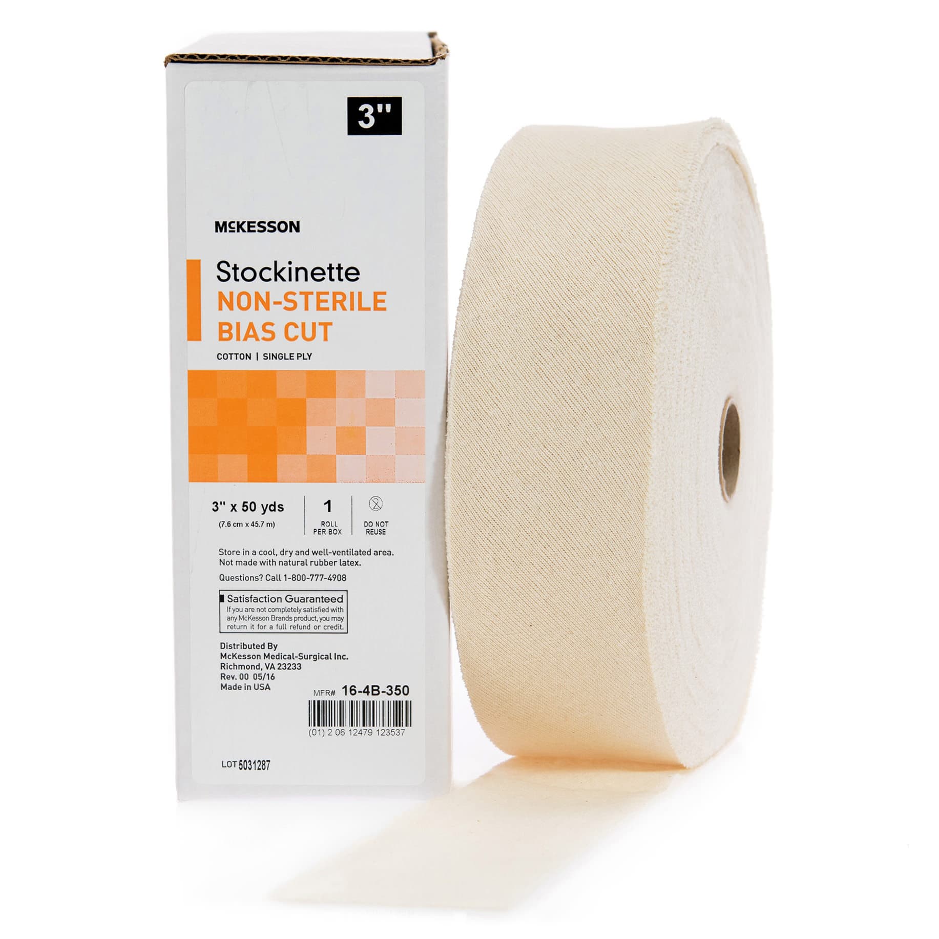 McKesson Bias Cut Stockinette Beige NonSterile, 3 Inch x 50 Yard, Size 3 - Case of 12 - Image 1