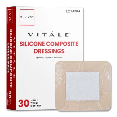 Vitale Silicone Composite Dressings, 3.5" x 4" - Box of 30 - Image 1