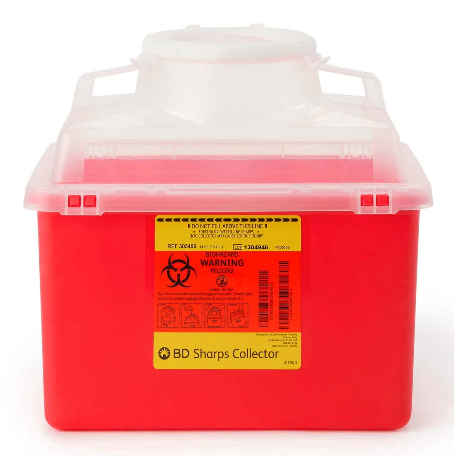 BD Multiuse Nestable Sharps Container with Hinge Cap