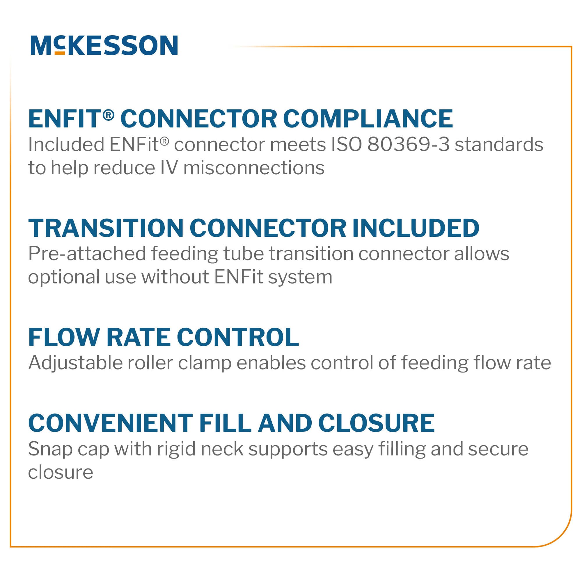 McKesson Gravity Feeding Bag Set with ENFit Connector - Image 2